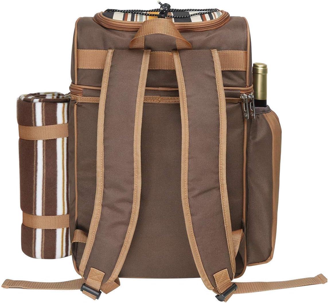 Hap Tim Picnic Basket Backpack for 2 Person with 2 Insulated Cooler Compartment, Wine Holder, Fleece Blanket, Cutlery Set, Wedding Gifts for Couples, Bridal Shower Gifts, Engagement Gifts - Image 7