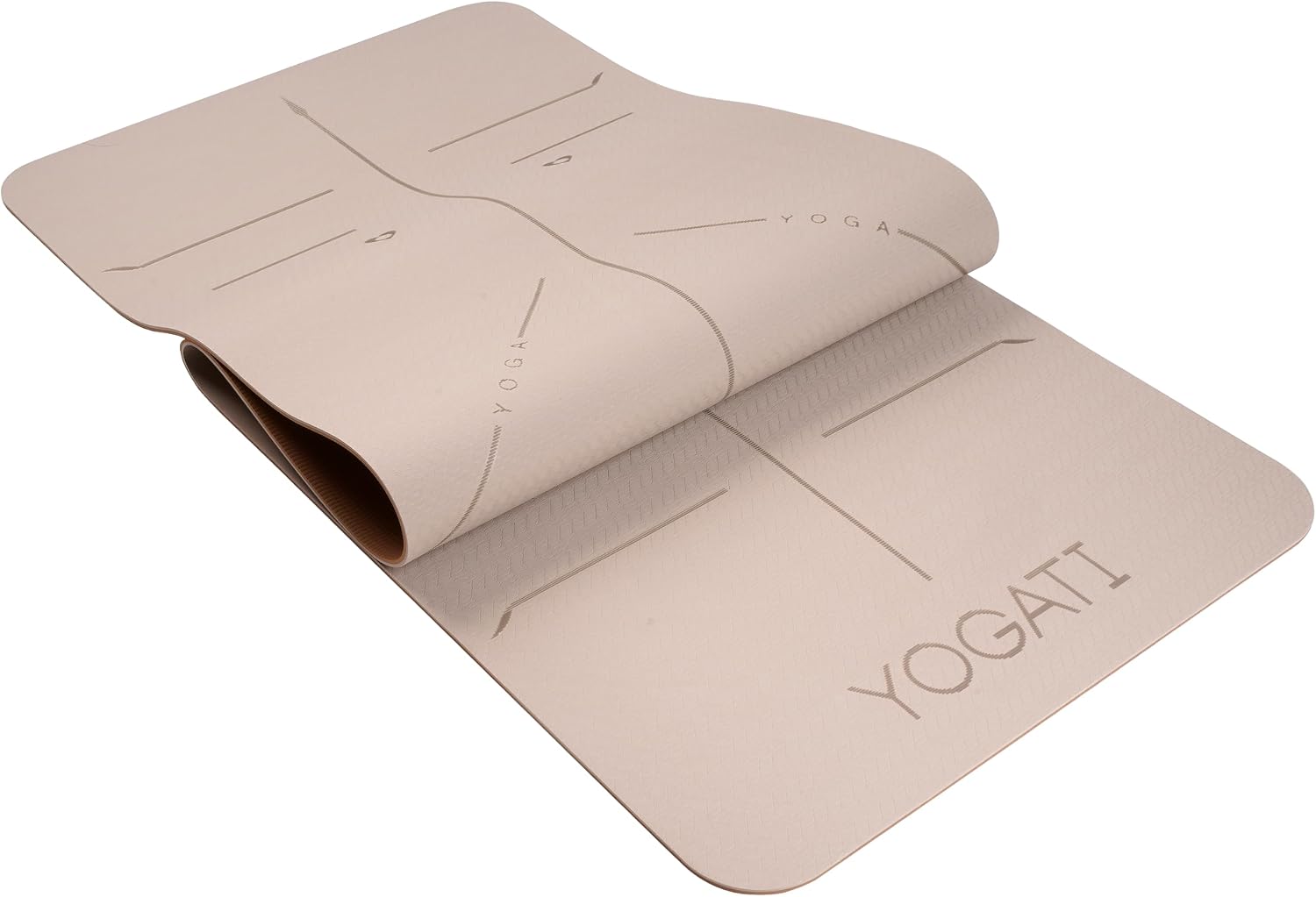 YOGATI® Yoga Mat with Strap with Alignment Lines. Home Workout Mat for Women, Men and Kids. Thick Non Slip Yoga Mat for Pilates and Fitness. Brown, Pink and Purple Yoga Mats - Image 4