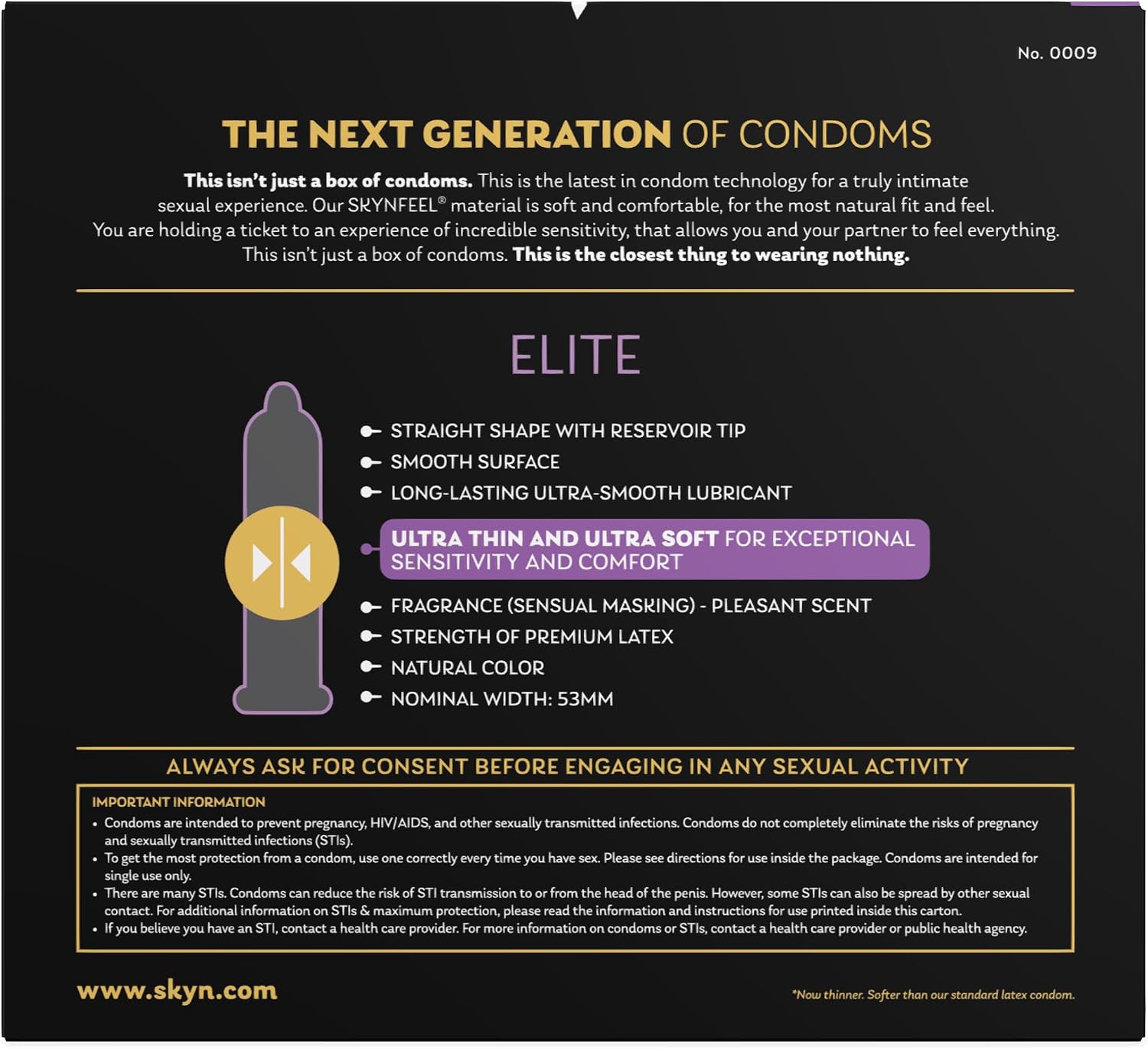 SKYN Elite Ultra Thin Lubricated Latex Free Condoms Value Pack, 46 Count - Image 9
