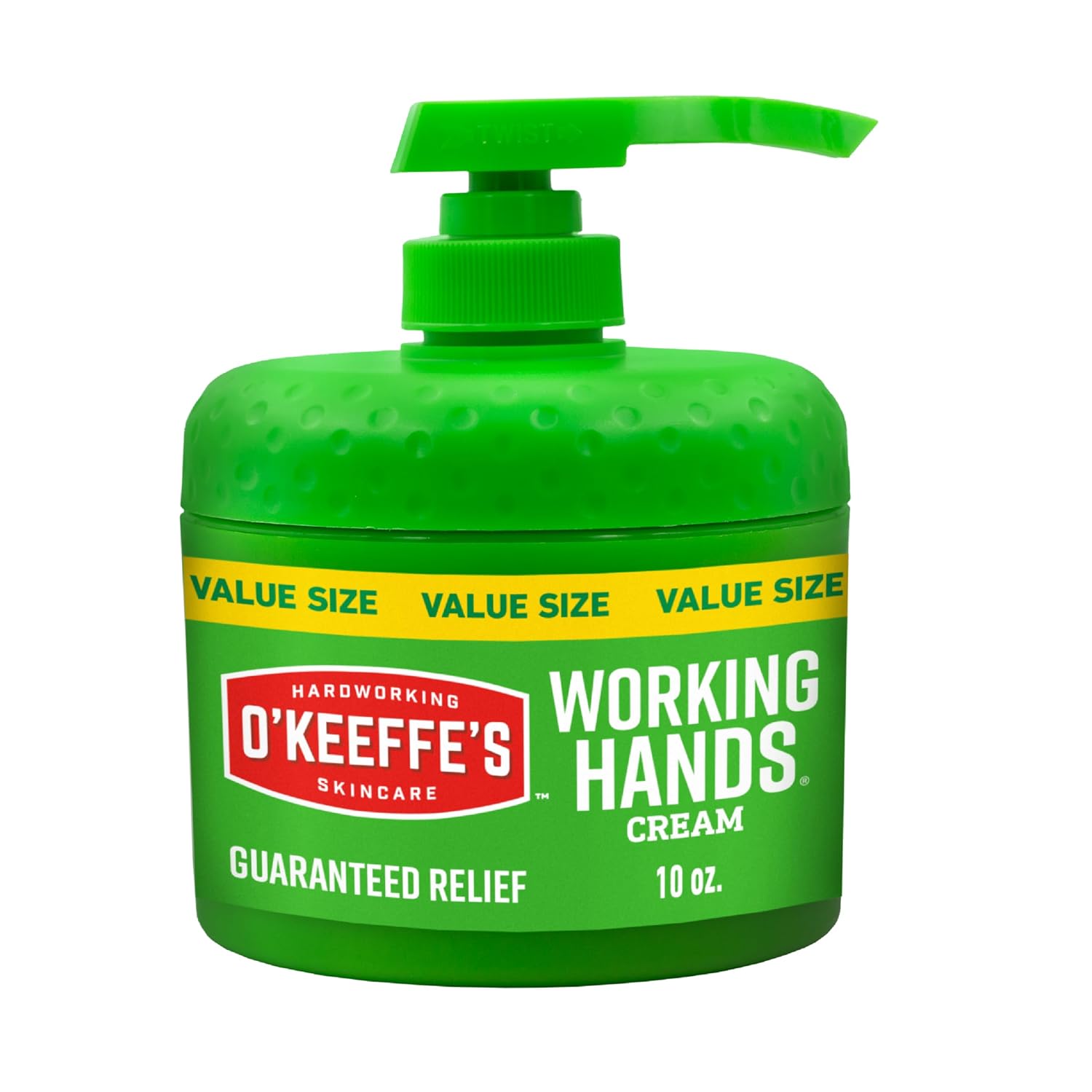 OKeeffes Working Hands Cream, Pumpable Jar, 10oz, Extreme Dryness | Repairs Cracked, Dry Hands, Unscented, Hypoallergenic, Non-Greasy Formula, Easy Pump Application