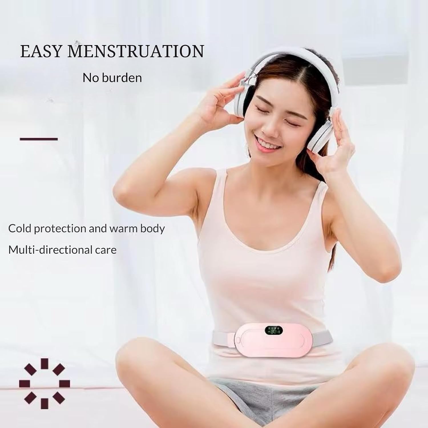 Heating Pad for Period Cramps, Portable Menstrual Heating Pad - White | Cordless Pink heating belt with 4 heat levels, 4 massage modes & rechargeable design for period pain relief - Image 6