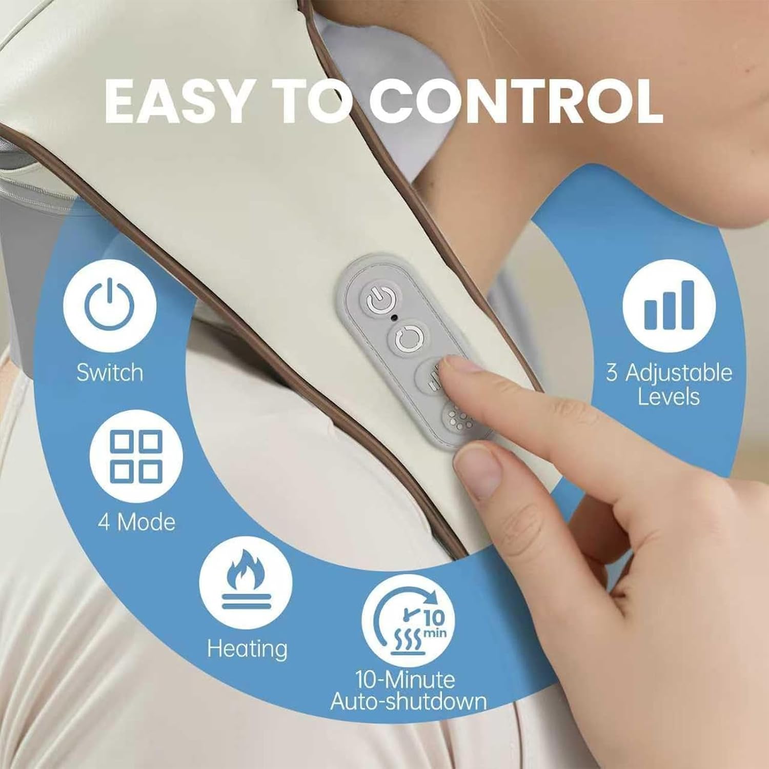 Wireless Neck and Shoulder Massager with Heat-4D Shiatsu Deep Tissue | 42℃ Warm Compress, Portable for Home, Office, Travel, Relaxation & Tension Relief - Image 3