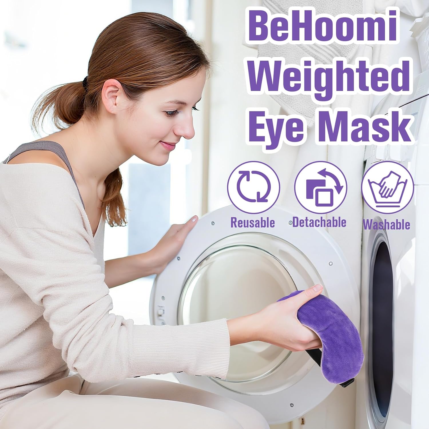 Cooling & Heated Eye Mask, Weighted Eye Mask for Sleeping, Purple | Warm Compress for Eyes, Microwavable Reusable Hot & Cold Eye Mask for Dry Eyes, Sleep Mask for Home, Office, Gifts for Women - Image 4