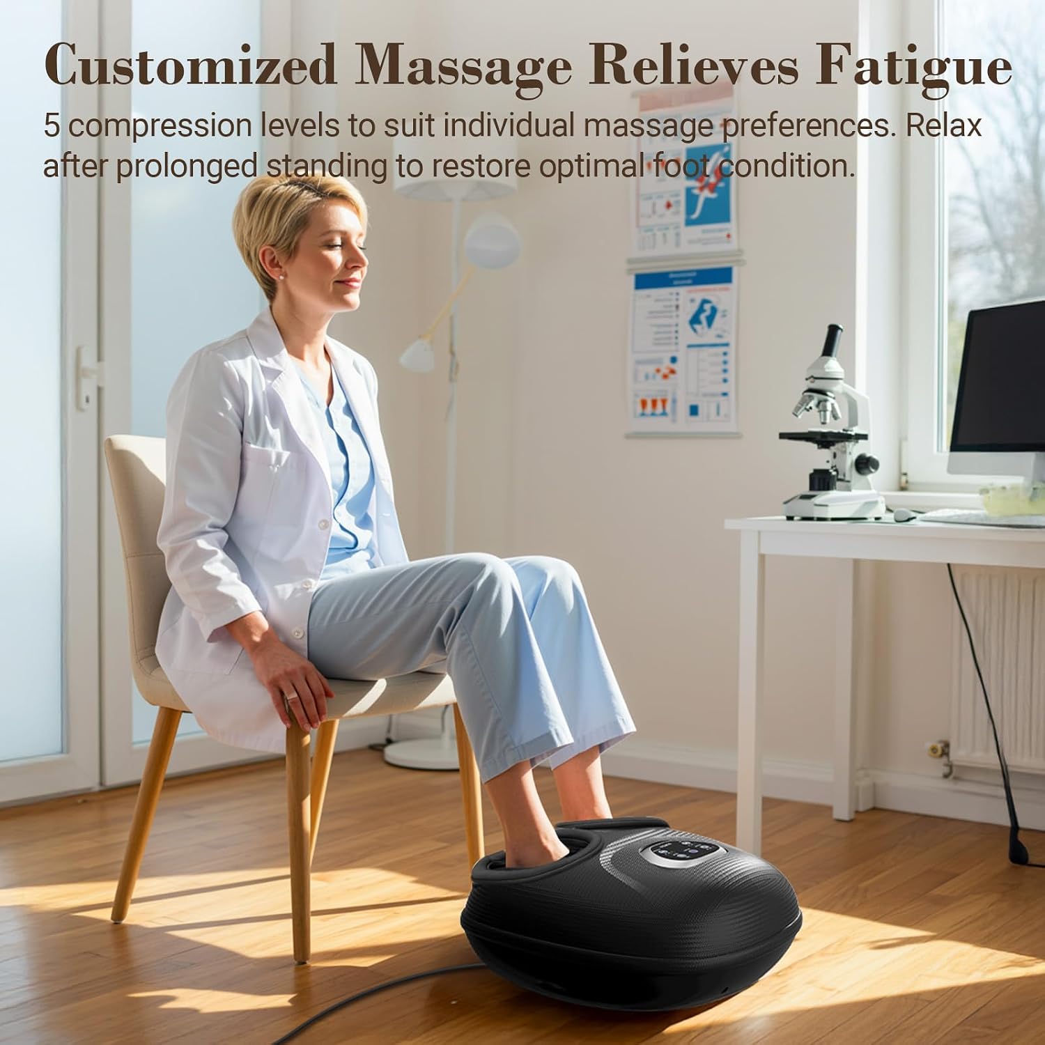 Foot Massager Upgraded FSA Eligible HSA, Birthday Gifts for Women | 5 Levels Compression & Vibration Massage for Plantar Fasciitis Relief, Heat & 3 Kneading, NTC Temperature Control - Image 4