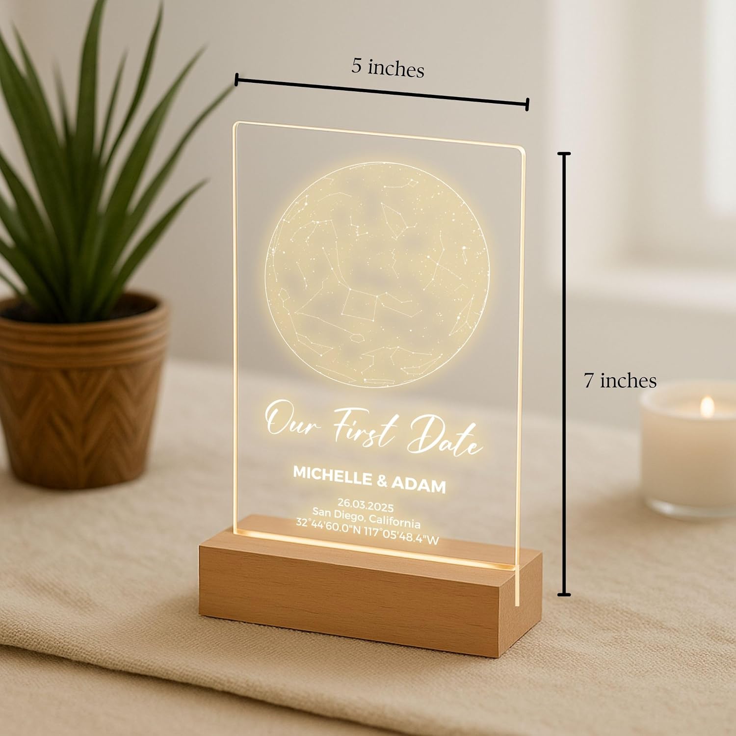 Custom Star Map by Date - Personalized Constellation Map Night Light Wedding Date Night Anniversary Couple Gifts for Him Custom StarChart, Valentines Day - Image 4