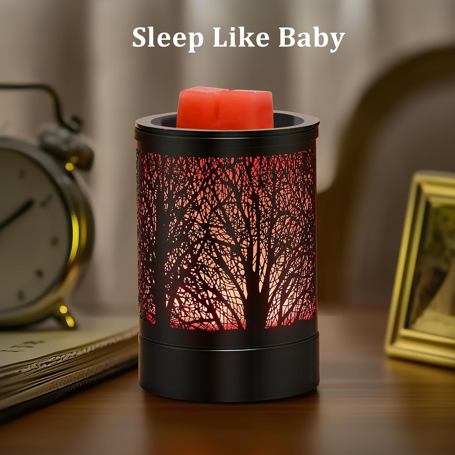 Enaroma Fragrance Wax Melts Warmer with 7 Colors LED Changing Light Classic Black Forest Design Scent Oil Candle Warmer for Home Black Forest - Image 3