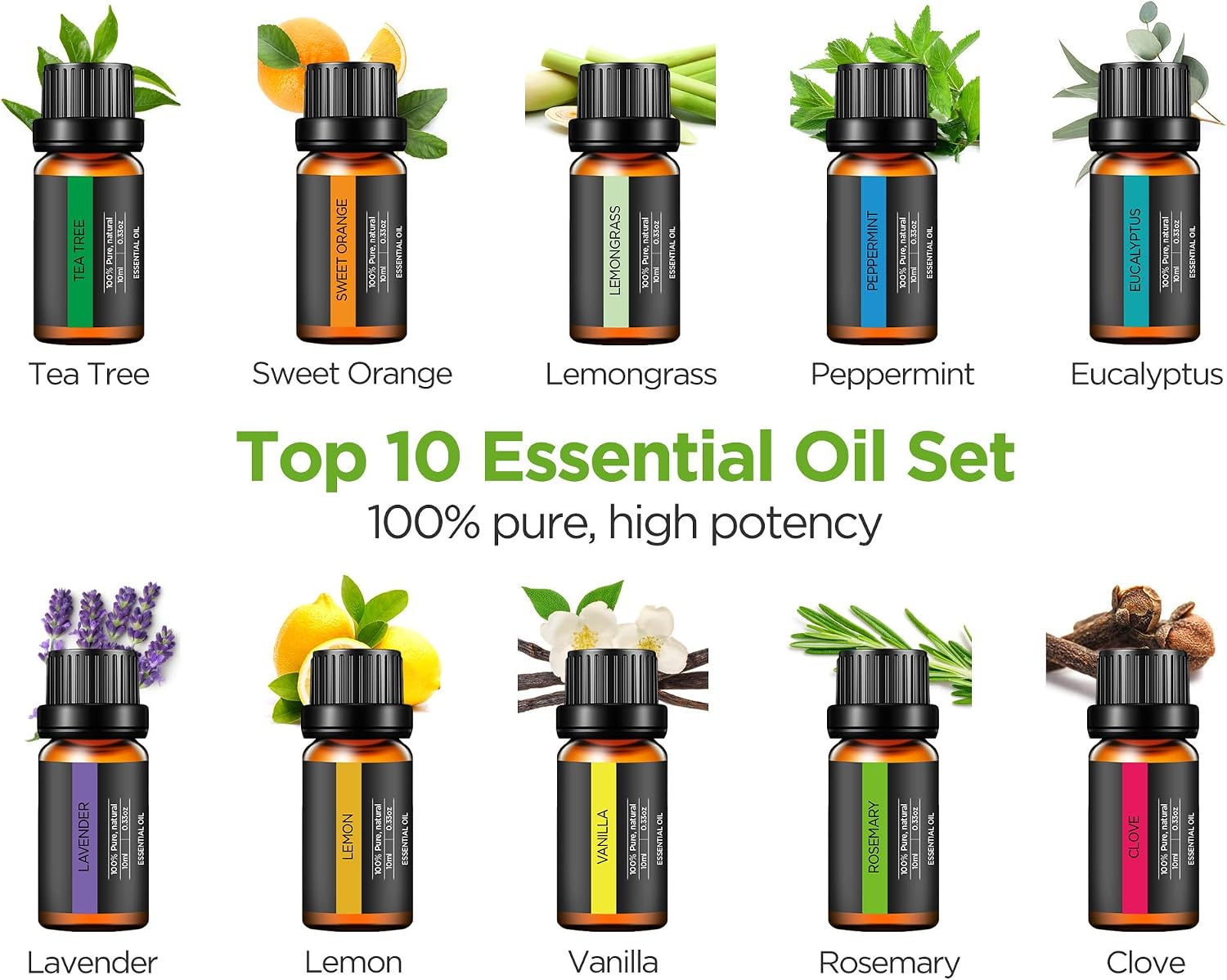 InnoGear 400ml Aromatherapy Essential Oil Diffuser 10 Oils Gift Set, Dark | Cool Mist Humidifier, Essential Oils, Ultrasonic, 4 Timers, Run up to 12hrs, Large Room, Home, Automatic Shut-Off, Quiet - Image 7