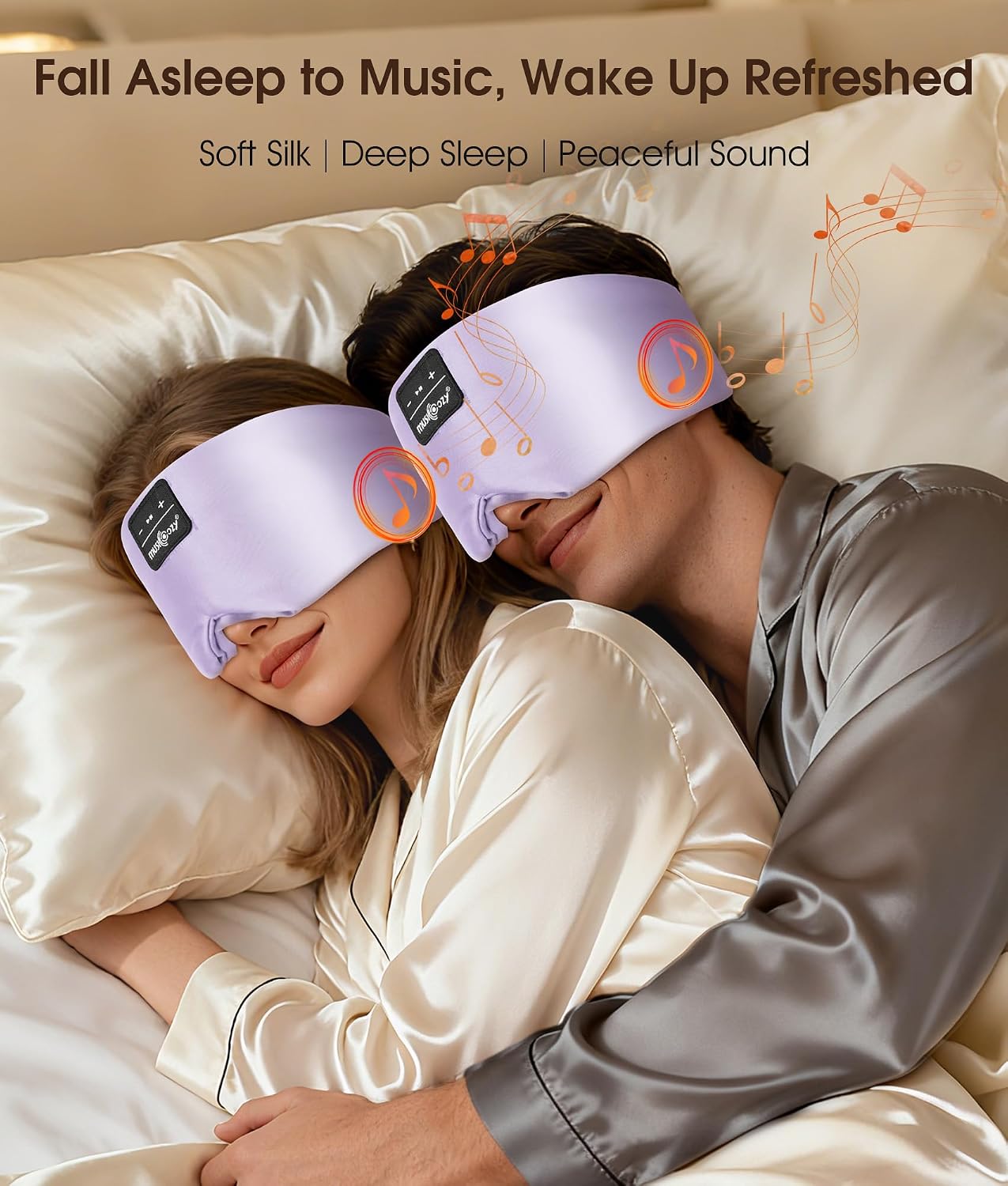 MUSICOZY 3D Mulberry Silk Sleep Mask Bluetooth 5.4 Headphones Full Coverage | Luxury Silk Eye Mask with Blackout Design Ultra Thin Speakers, Side Sleeper Comfort for Travel Relaxation Gifts for Men Women - Image 2