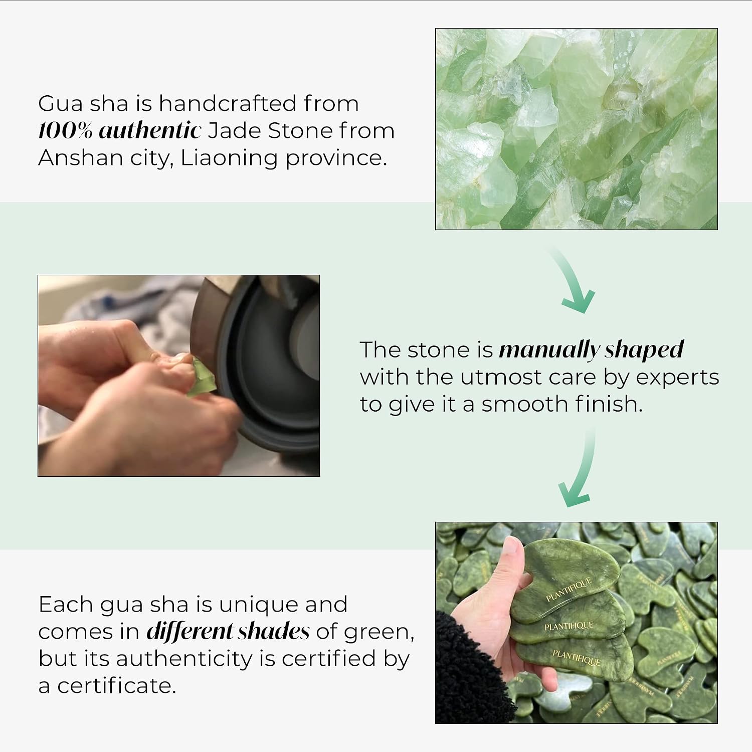 PLANTIFIQUE Jade Gua Sha Facial Tools - Lymphatic Drainage Face Massager | Guasha Tool for Face Sculpting & Jawline Shaper - Skincare Gift - Reduces Puffiness & Relieves Tension - Image 5