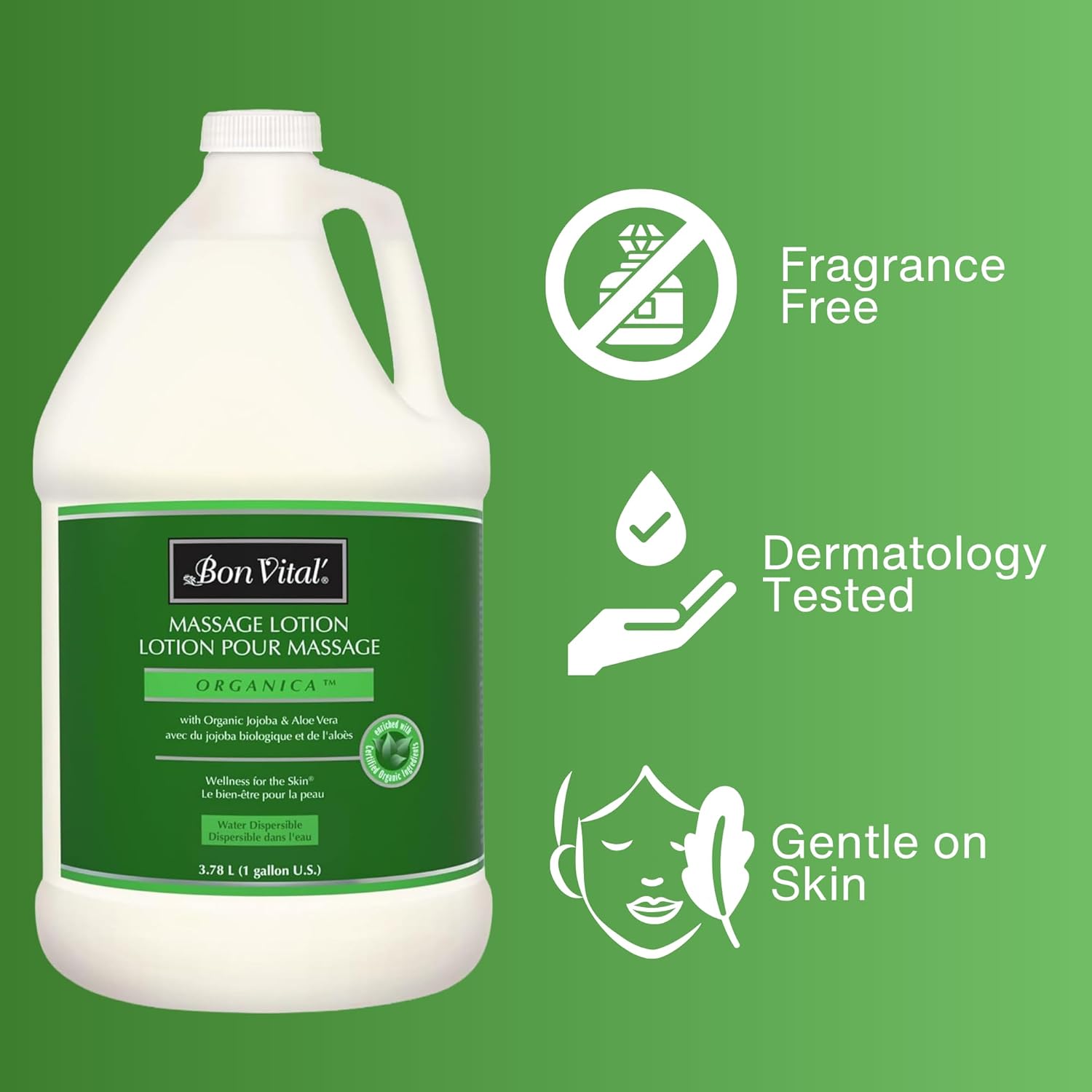 Bon Vital' Organica Massage Lotion, 1 Gallon, Certified Organic, Unscented | Certified organic massage lotion for massage therapy and bodywork - Image 4