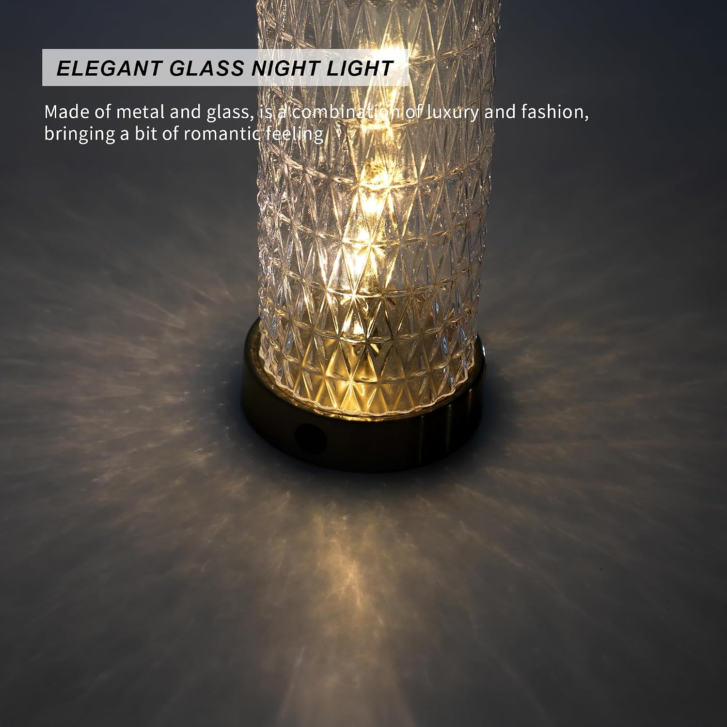 27.75" Modern Table Lamps Set of 2, Gold Bedside Lamp with Crystal Nightlight, USB A+C, Black Grid Shade, Unique Desk Lamps for Living Room, Bedroom, Nightstand, End Table (2 Bulbs Included) - Image 4
