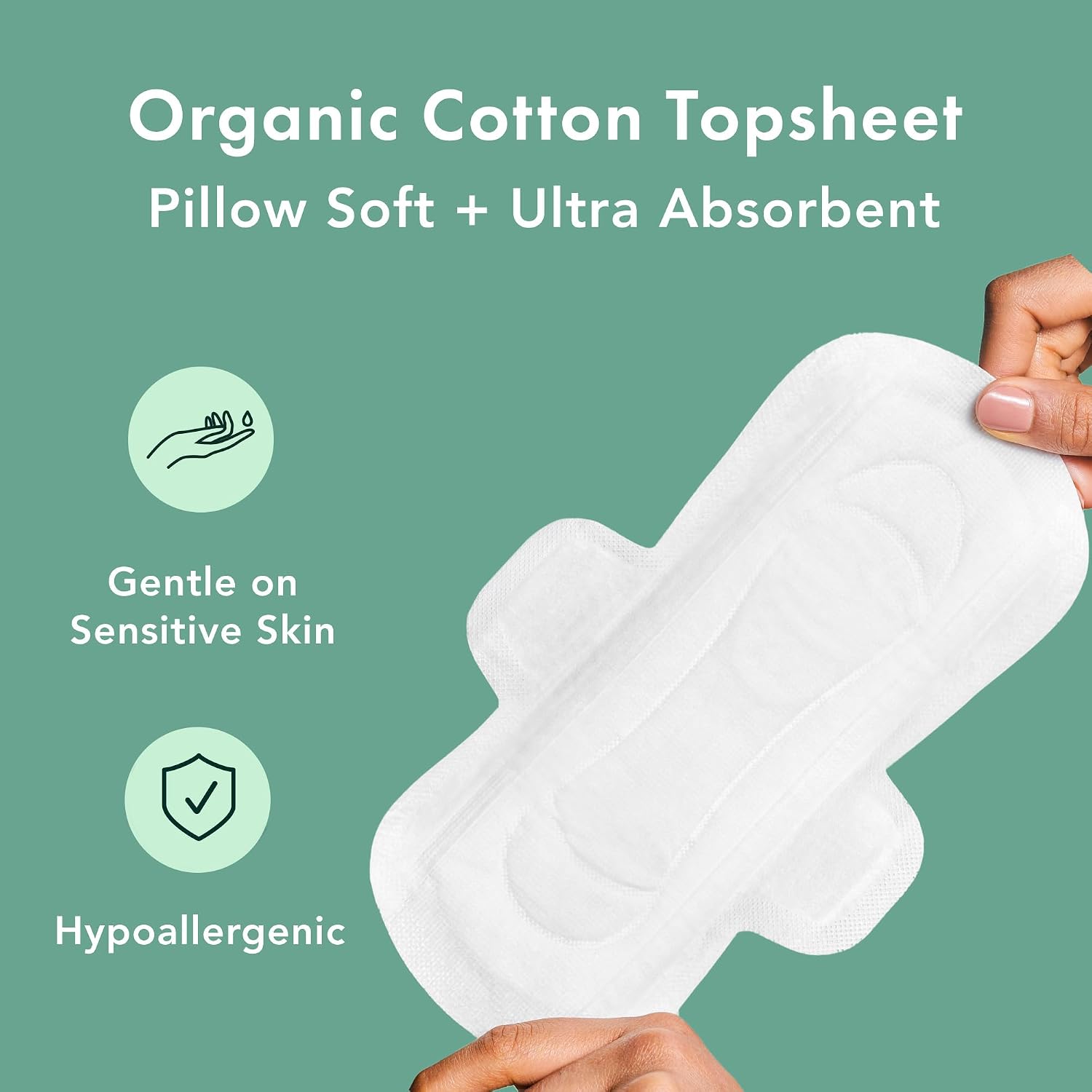 Rael Organic Cotton Cover Sanitary Pads for Women Moderate (Regular, 28 Ct) | Ultra Thin Period Pads with Wings, Regular Absorbency, Unscented, Chlorine Free, Period Essentials, Feminine Care - Image 4