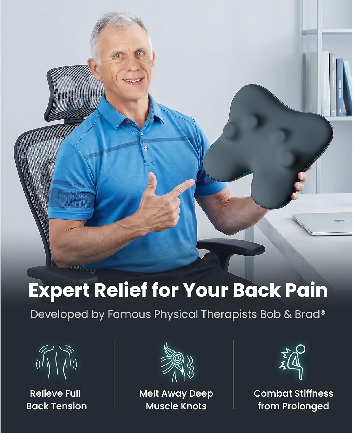 BOB AND BRAD Back Massager with Heat FSA Eligible/HSA Eligible, EZBack Corded Back Massager for Pain Relief Deep Tissue, Shiatsu Back and Neck Massage Pillow, Soothing Full-Body Relief for Women Men - Image 6