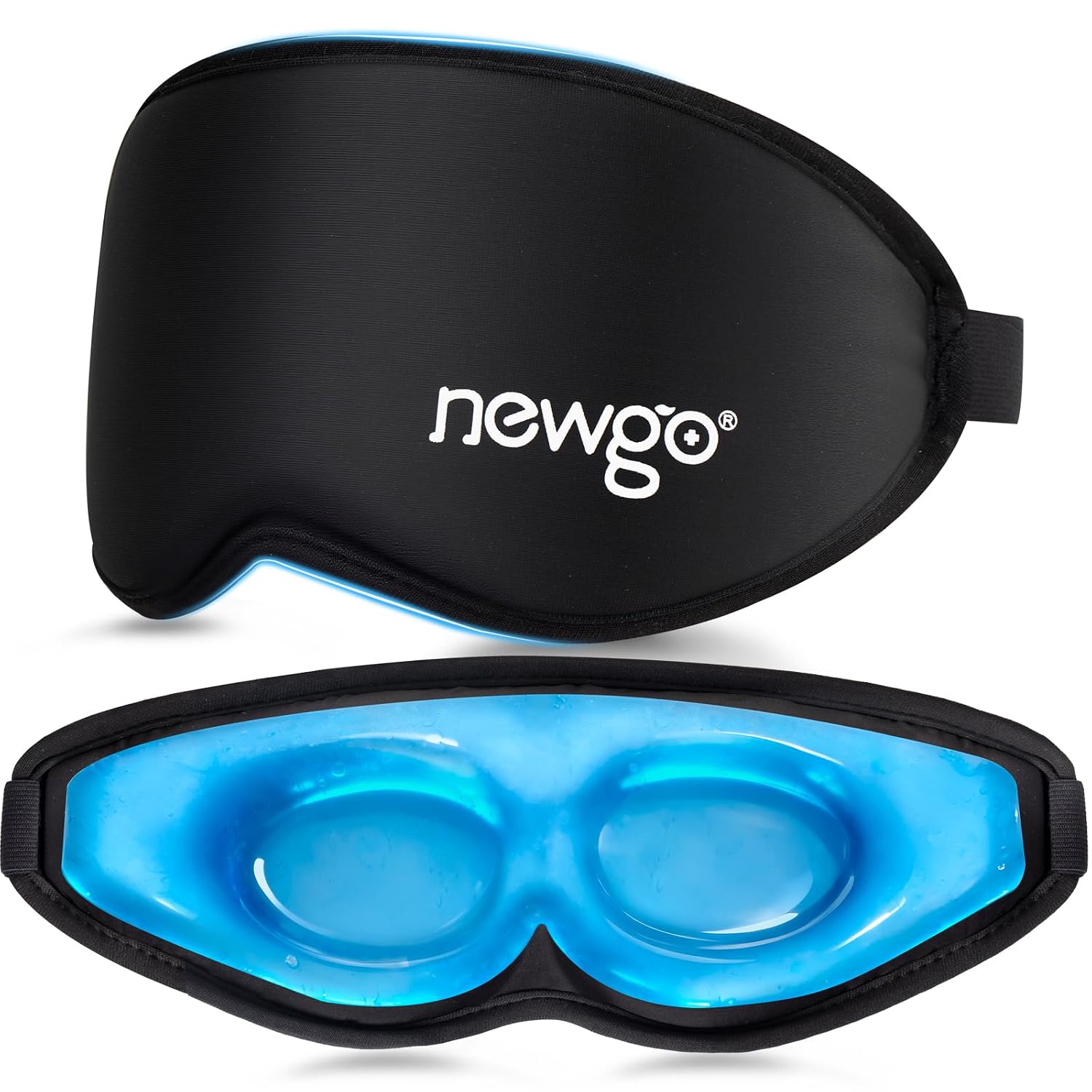 NEWGO 3D Cooling Eye Mask, Weighted Eye Mask for Sleeping, Black | Hot Cold Therapy Blackout Mask for Puffiness, Dark Circles, Headache, Stress Relief, Travel, and Gift