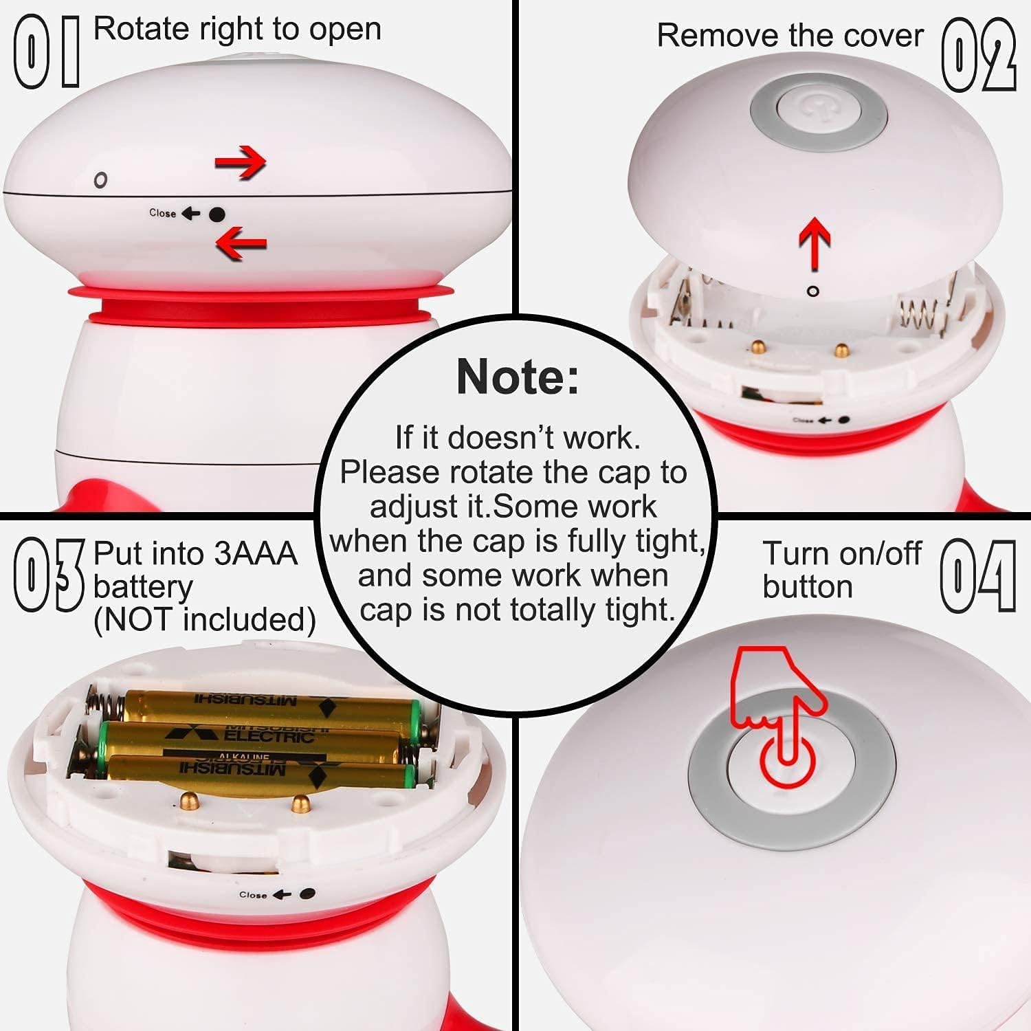 cotsoco Handheld Massager Mini Portable Vibrating Body Massager with LED Light for Hand Head Neck Back Legs Arms Pain Release, Battery Operated, Easy Hand Grip - Image 5