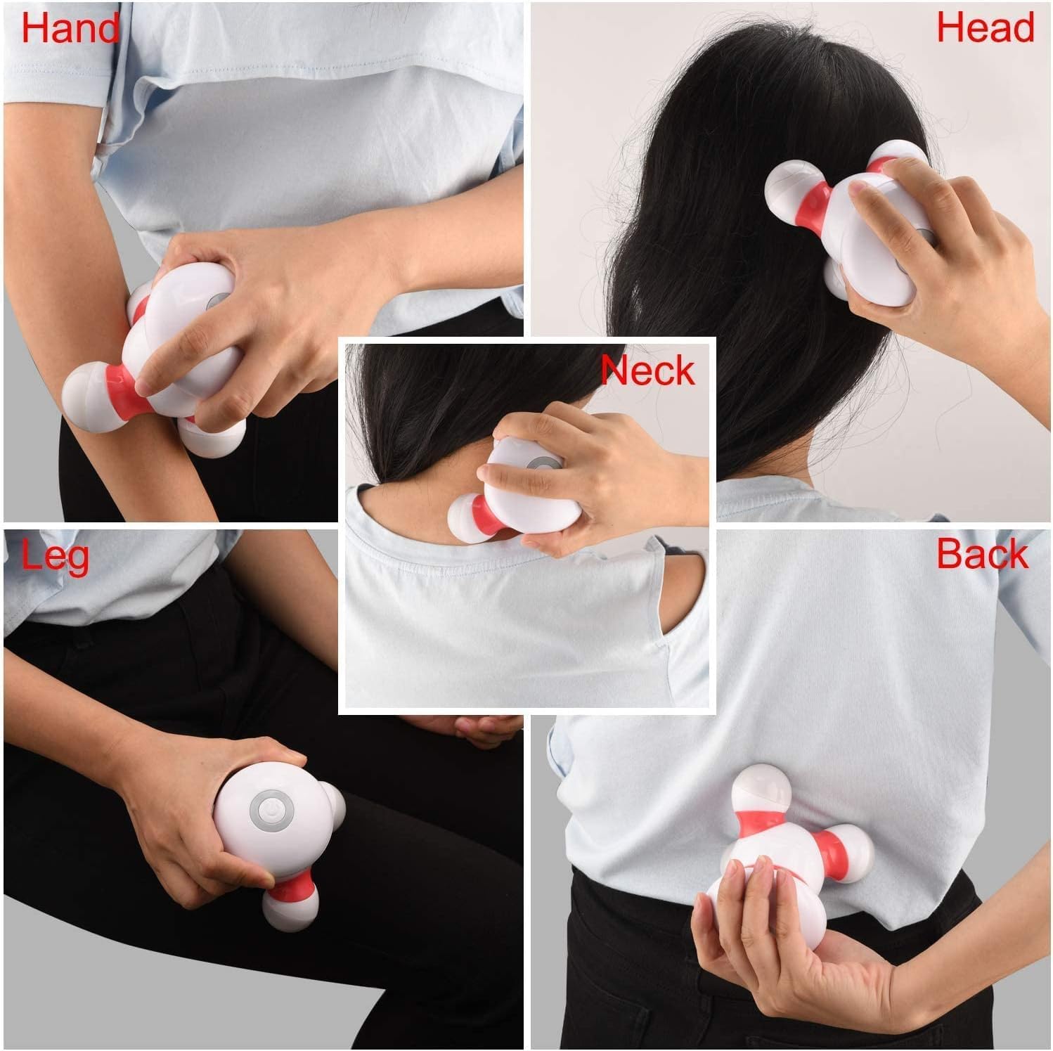 cotsoco Handheld Massager Mini Portable Vibrating Body Massager with LED Light for Hand Head Neck Back Legs Arms Pain Release, Battery Operated, Easy Hand Grip - Image 4