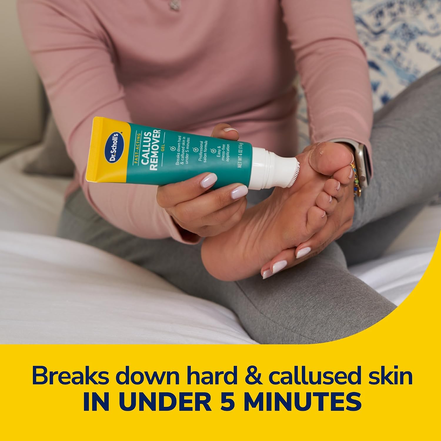 Dr. Scholl's Fast Acting Callus Remover Gel Kit, Hard Skin Removal, Smooth Soft Feet in Minutes, Salon Professional Formula, Mess Free Application, Exfoliating Foot File Pedicure Tool Included - Image 3