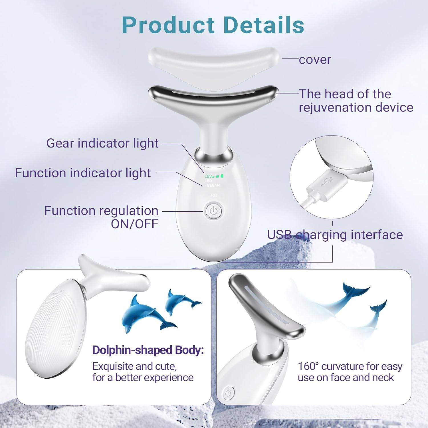 Neck Face Massager, Face Sculpting Tool, 3 Modes and Vibration for Facial Massager for Double - Chin Wrinkle,Daily Home Use, White - Image 7