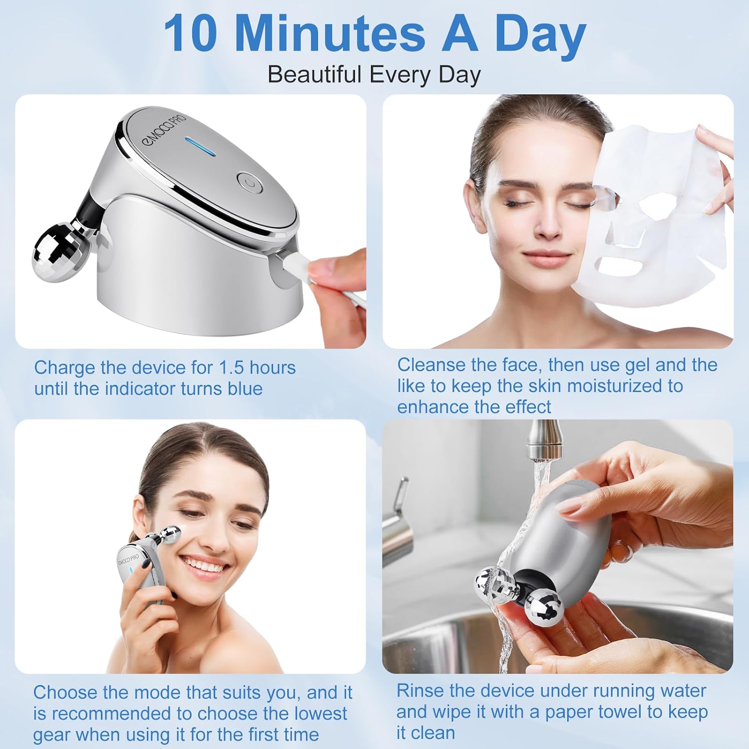 Electric Facial Massager Gentle Vibrating Face Roller Skincare Massage Tool | Vibrating soothing massage, dual-roller 360° deep massage, lightweight portable for home & travel, gentle for all skin types - Image 5