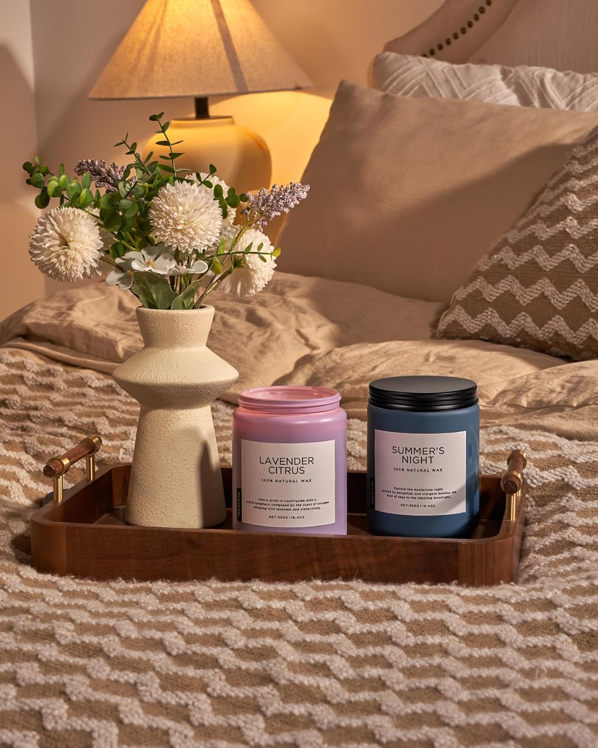 M&SENSE Lavender Citrus Candles for Home Scented, 19.4oz Organic Soy Wax | 110 Hours Long Lasting, Natural Clean Non Toxic, Stress Relief Aromatherapy Gifts for Friends Teacher & Spa Bath - Image 8