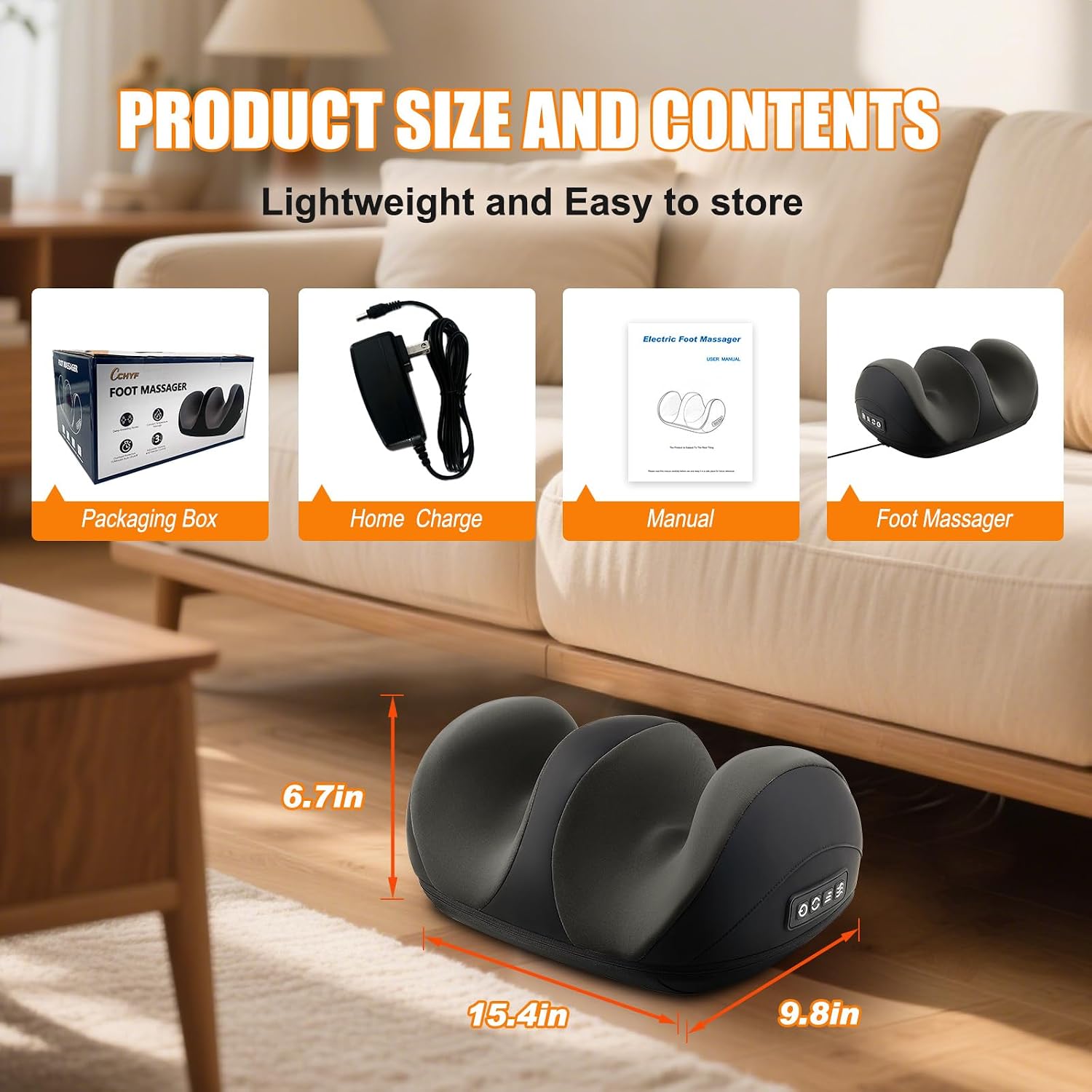 Shiatsu Foot Massager, Foot and Calf Massager with Heat, Black | 3 Intensity Levels, Heating, Auto Shut Off, for Feet, Calves, Arms and Ankles, for Plantar Fasciitis, Pain Relief - Image 2