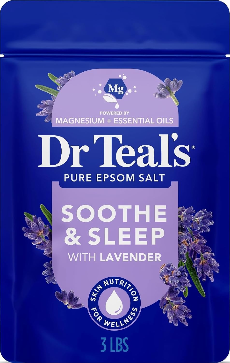 Dr Teal's Epsom Salt Soaking Solution, Soothe & Sleep, Lavender, 3lbs
