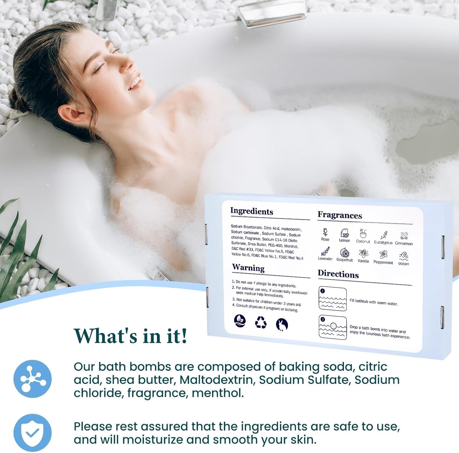 Bath Bombs Set 50 PCS with 10 Scents, Natural Bathbombs, Blue | With Shea Butter & Safe Oil, Bubble Bombs for Women, Ideal for Mother's Day, Valentine's Day, Christmas, Birthday Present - Image 6