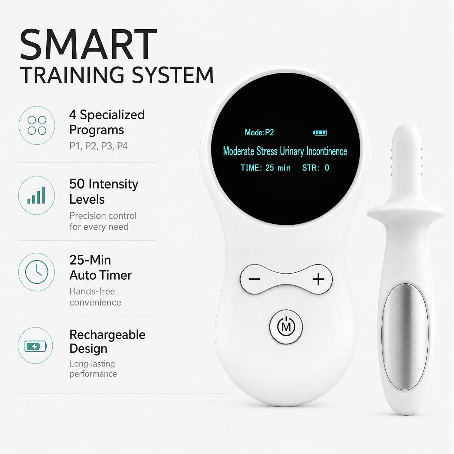 Pelvic Floor Rehabilitation Therapy Device for Women, Smart Kegel Exerciser, 4 Modes & 50 Intensity Levels, Rechargeable Pelvic Floor Muscle Trainer for Stress & Urge Urinary Incontinence, Auto Timer | FDA-Cleared Pelvic Floor Rehabilitation Device - Image 5