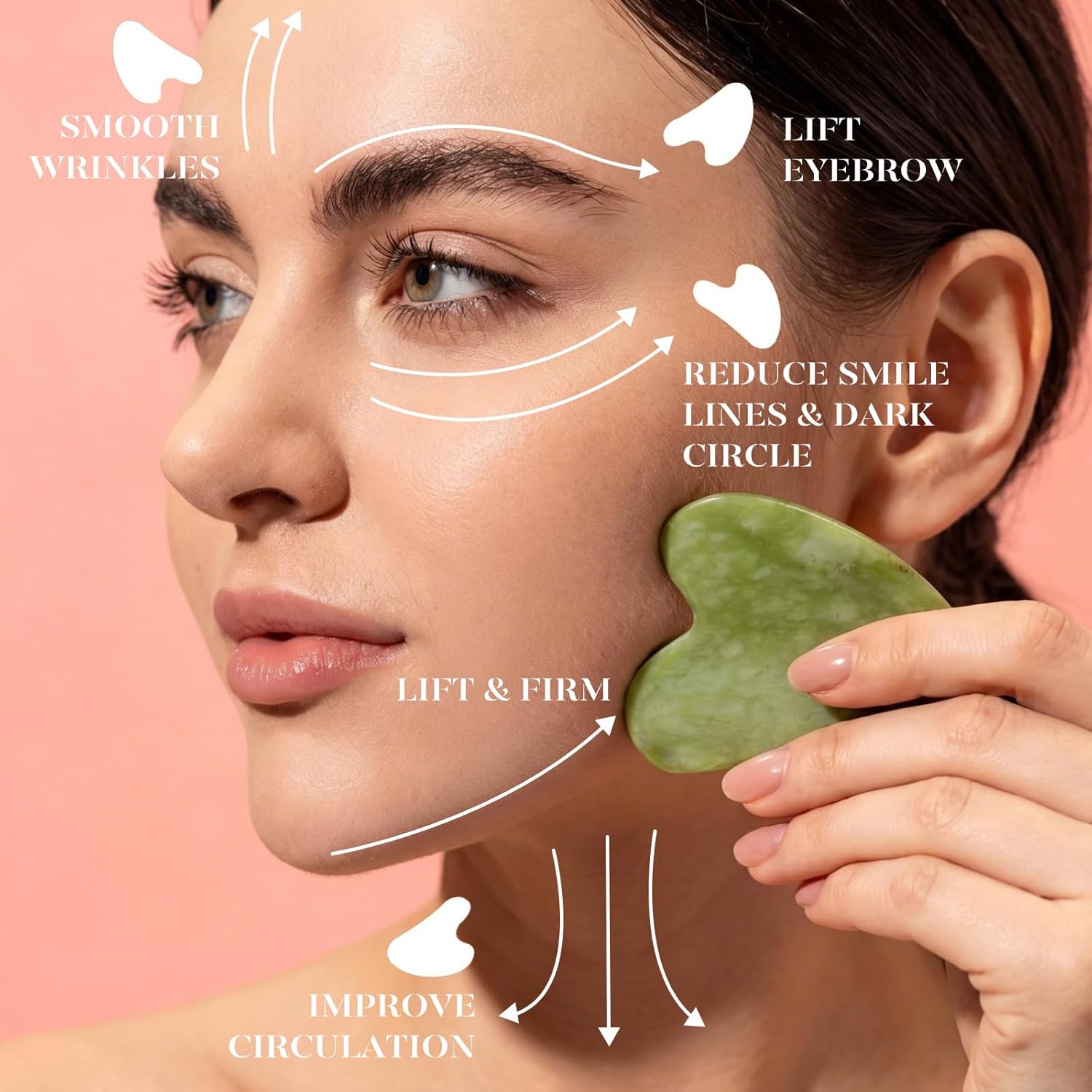 BAIMEI IcyMe Jade Face Roller & Gua Sha Set,Self Care Gifts for Women | Facial Beauty Skin Care Tools for Home Spa & Travel Use, Cooling and Smoothing, Reduce Puffiness & Jawline Definition - Green - Image 3