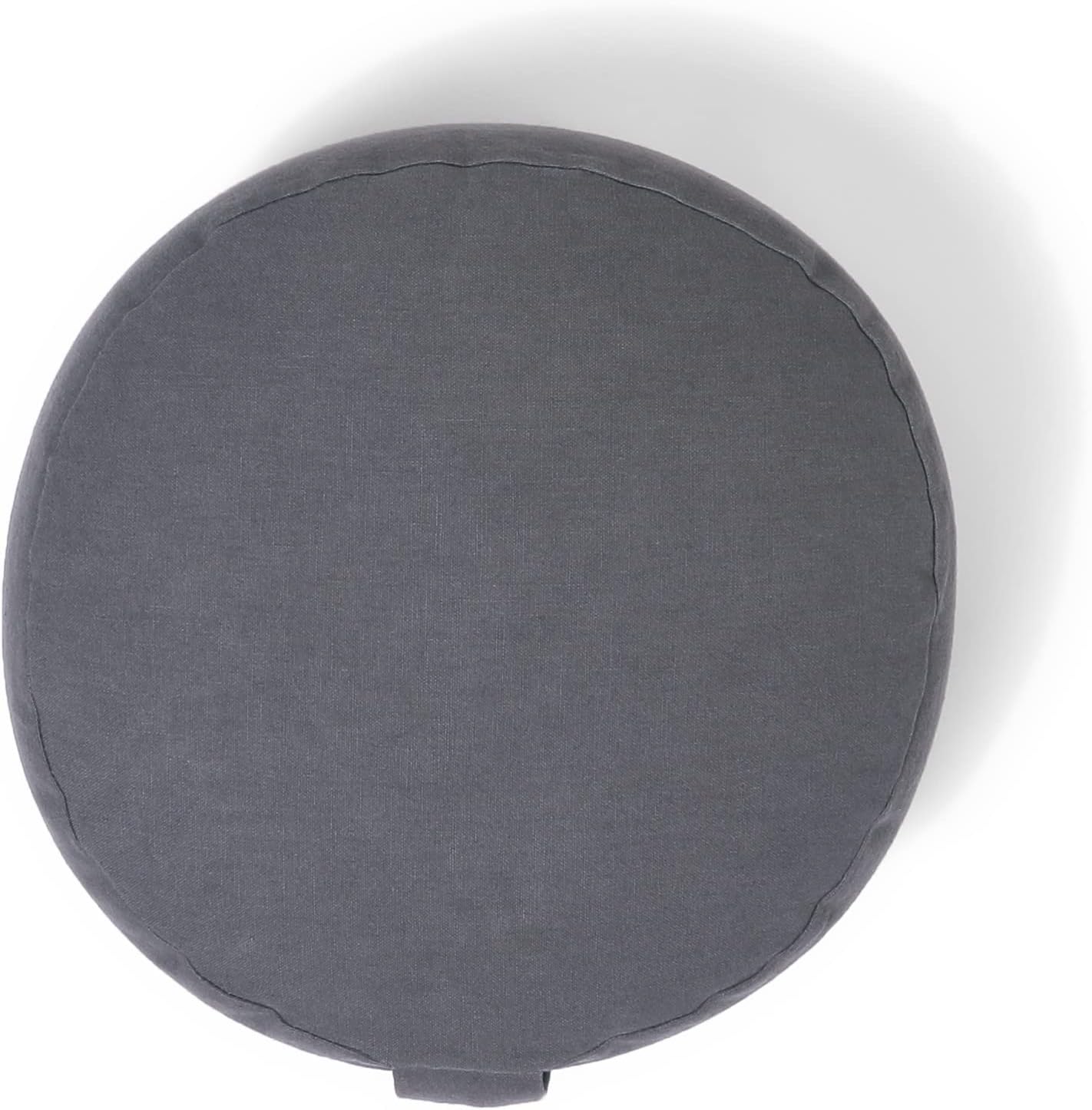 renoo Round Organic Meditation Cushion Zafu - Buckwheat Meditation Pillow for Yoga and Mindfulness - Adjustable Height - Floor Cushion - GOTS Certified Cotton Washable Cover - 13x7 - slate