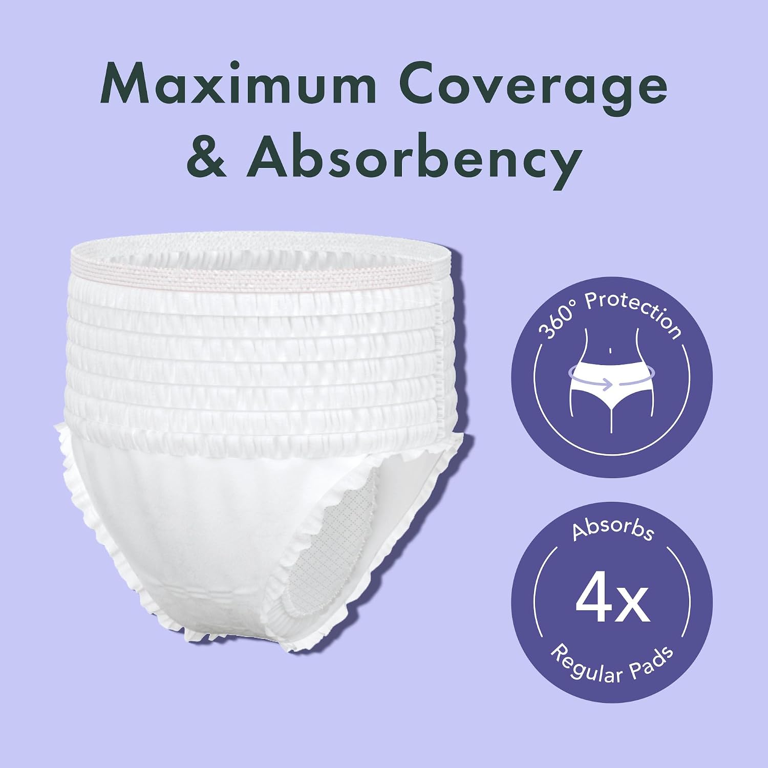 Rael Disposable Period Underwear, Organic Cotton Cover (Size S-M, 20 Ct) | Leak Locker, Unscented, Extended Coverage for Women, Period Essentials, Postpartum Essentials, Feminine Care - Image 2