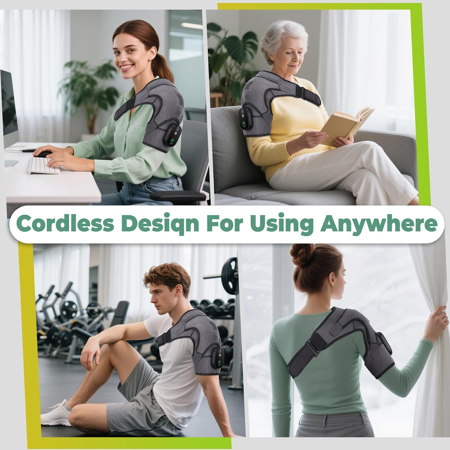Cordless Shoulder Heating Pad, FSA Eligible Heated Shoulder Massager | 3 Vibration and Heating Modes, Breathable Fabric, HD Display, 5000mAh Battery, Adjustable Size, for Rotator Cuff - Image 7