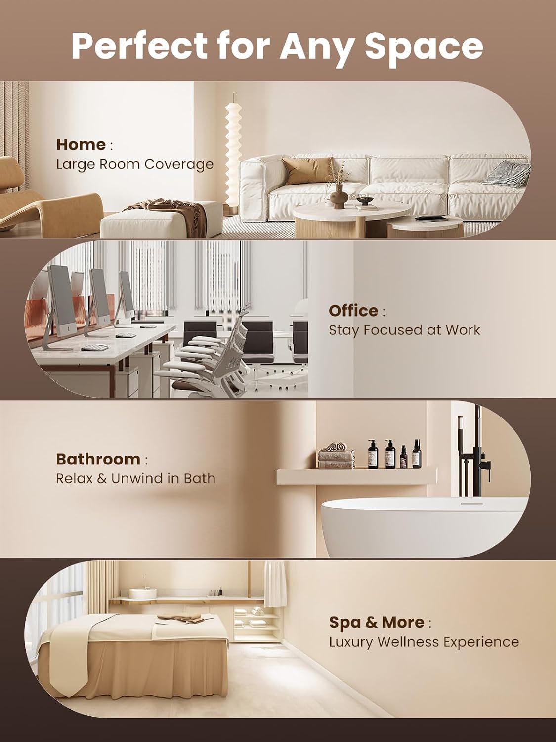 XEITIN Tower Waterless Diffuser with 5 Hotel-inspried Scent Oil Set | 2000 Sq.ft Whole-house Aroma, Cold Air Diffuser for Home Office Hotel, Pet-Friendly, Remote & Panel, 3 Timer & Intensity - Image 7