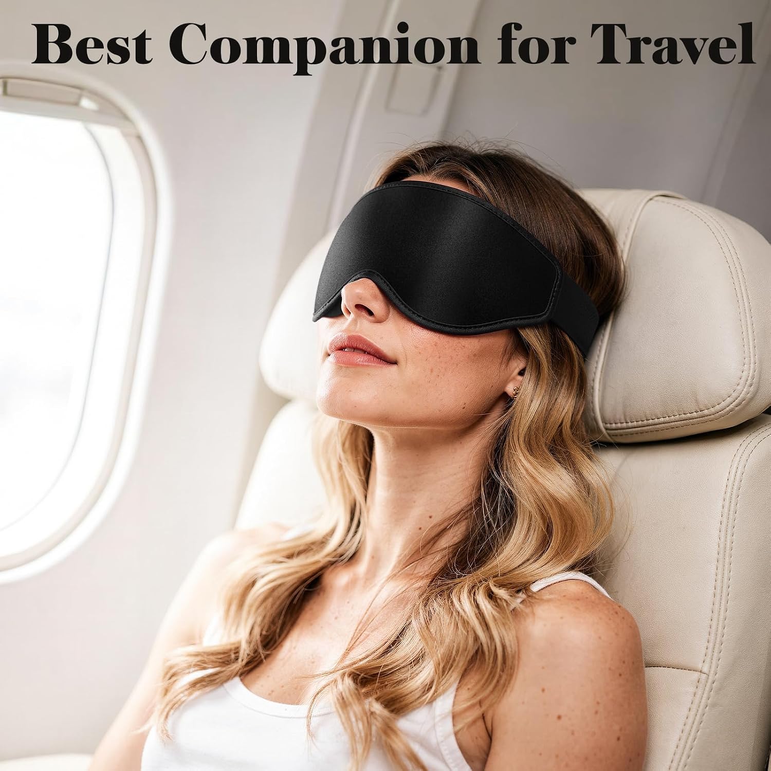 3D Eye Mask Sleep Mask for Men & Women, Black | 100% Pressure-Free & Light Block-Out Eye Mask for Sleep with Easy Adjustable Strap, Night Eye Cover for Travel - Image 7