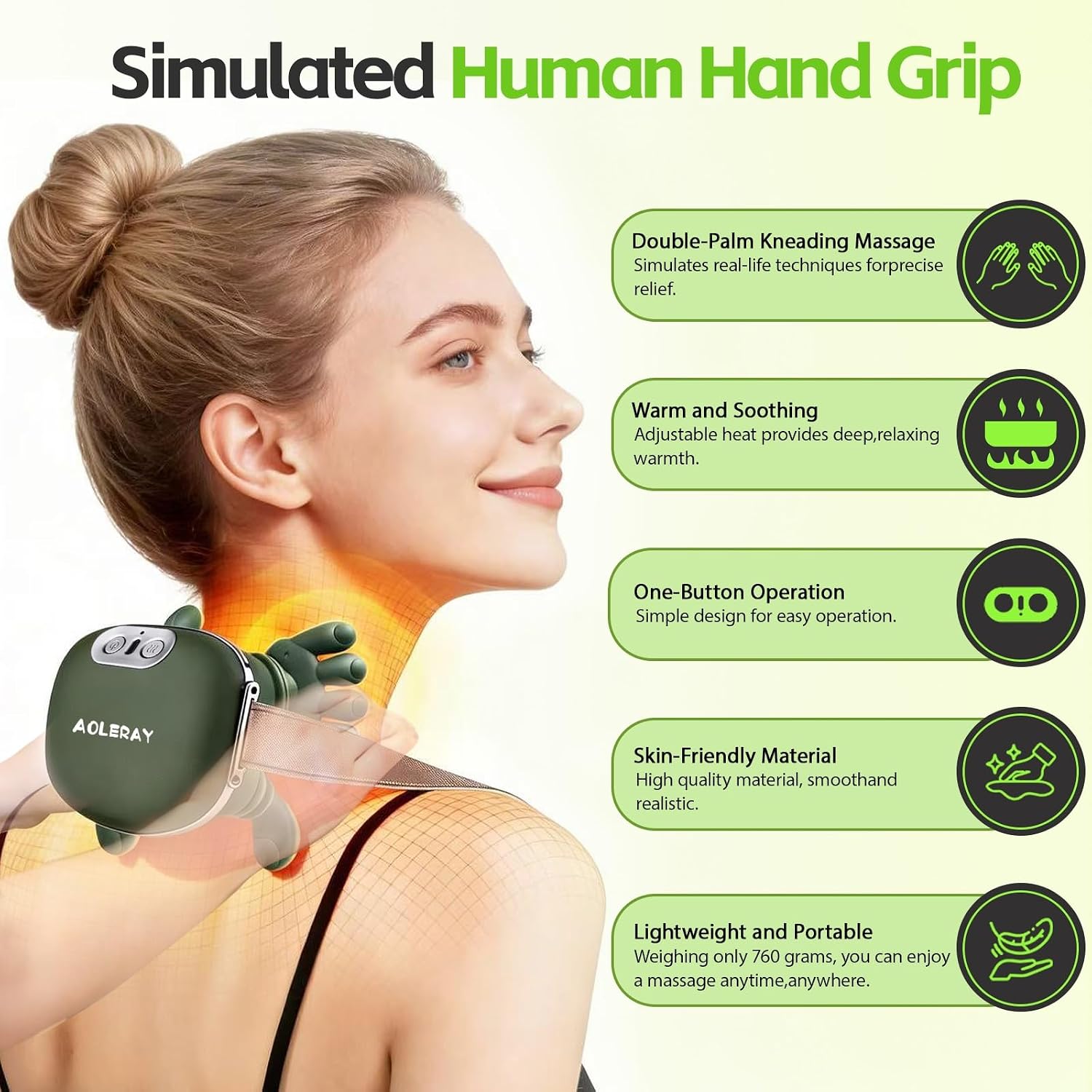 Neck and Shoulder Massager with Heat, Wireless 4D Shiatsu Neck Massager | 3 Modes & 2 Heat Levels, 15-Min Auto-Off, Simulates Real Hand Massage to Relieve Tension & Stress, Ideal Gift for Women & Men - Image 2