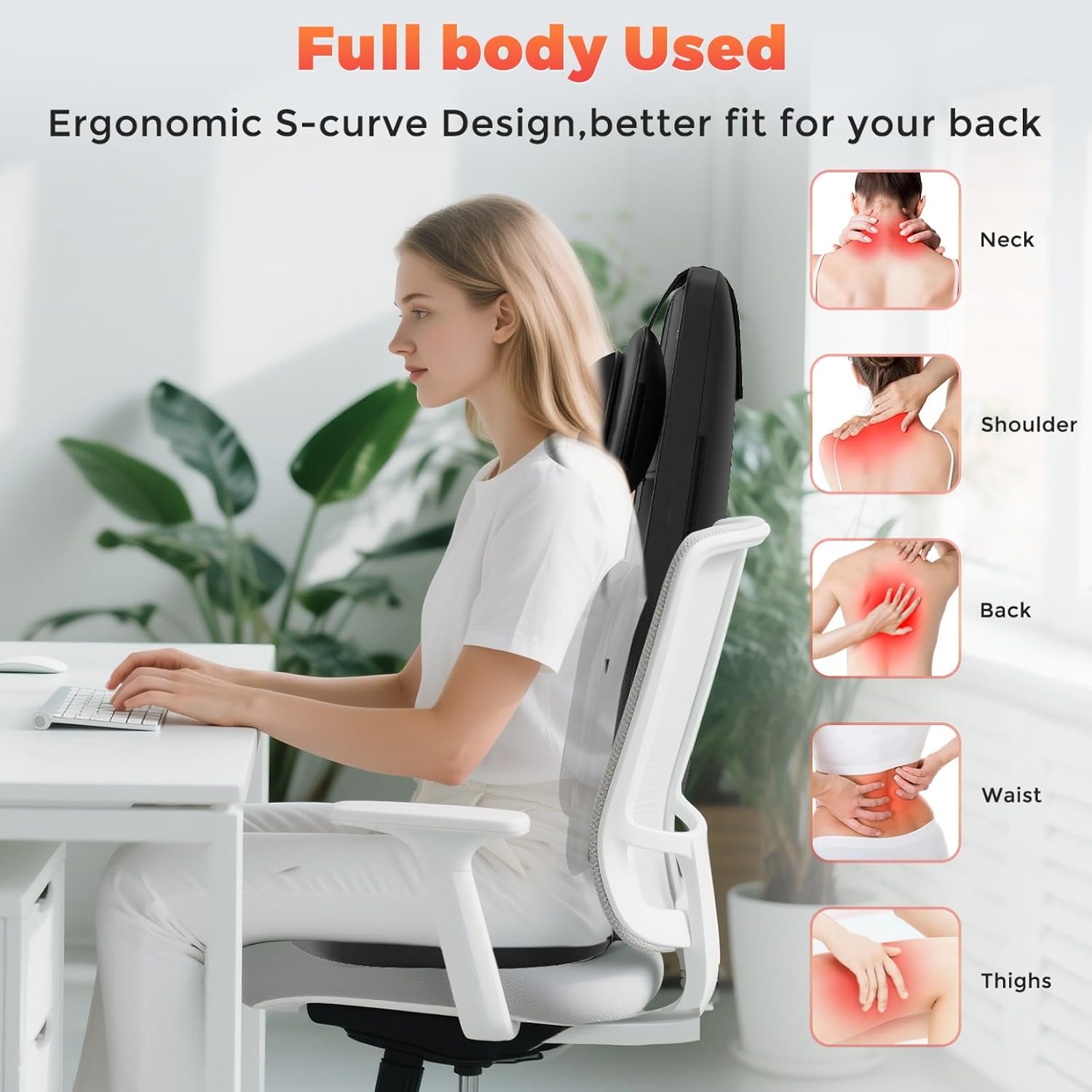 Shiatsu Neck and Back Massager for Pain Relief Deep Tissue, 8D Kneading Massage Chair Pad with Heat, Home Office, Relaxation Gifts for Men Women - Image 8