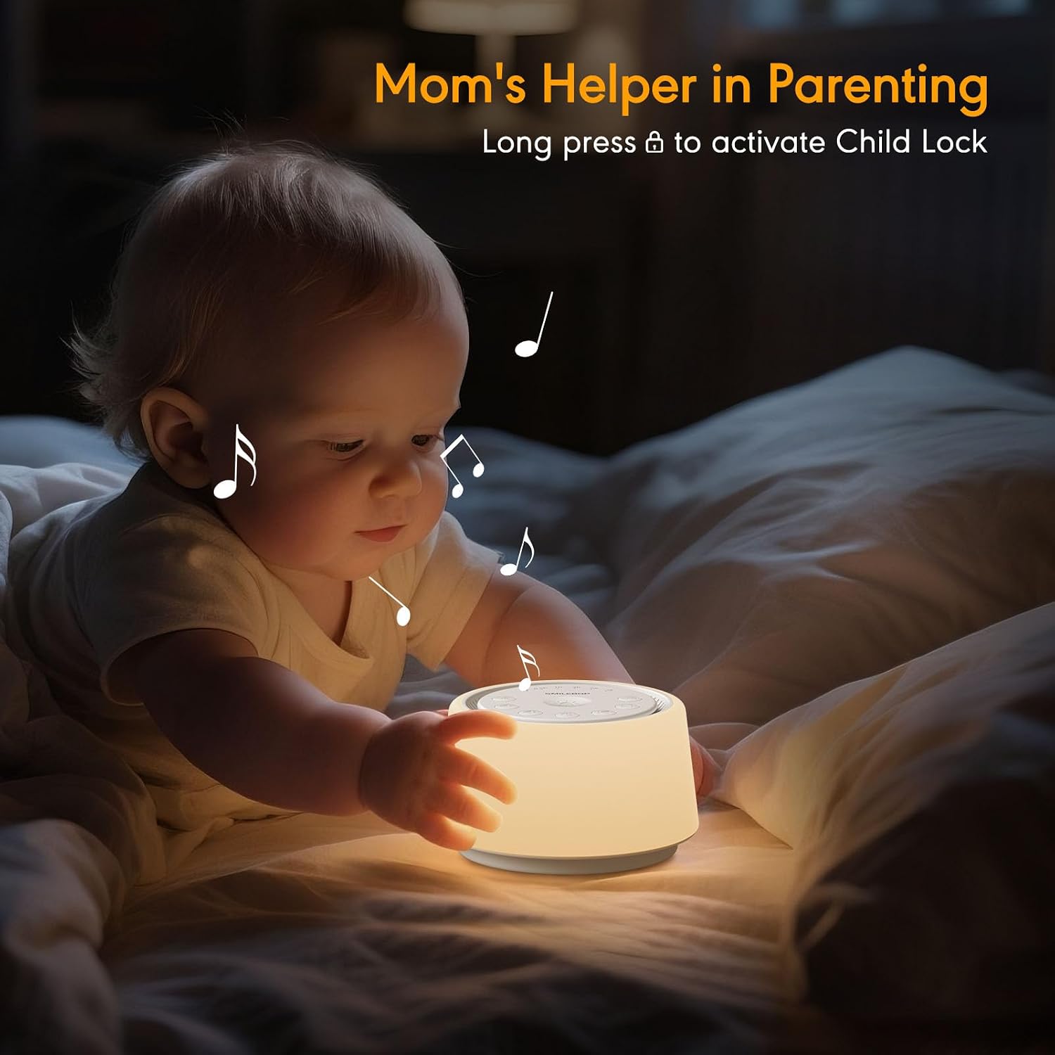 White Noise Machine with Night Light, 30 Soothing Sounds Portable Sound Machine for Baby and Adults, 10 Color Night Light, 5 Timer Options, Memory Function,Compact for Travel (White) - Image 6