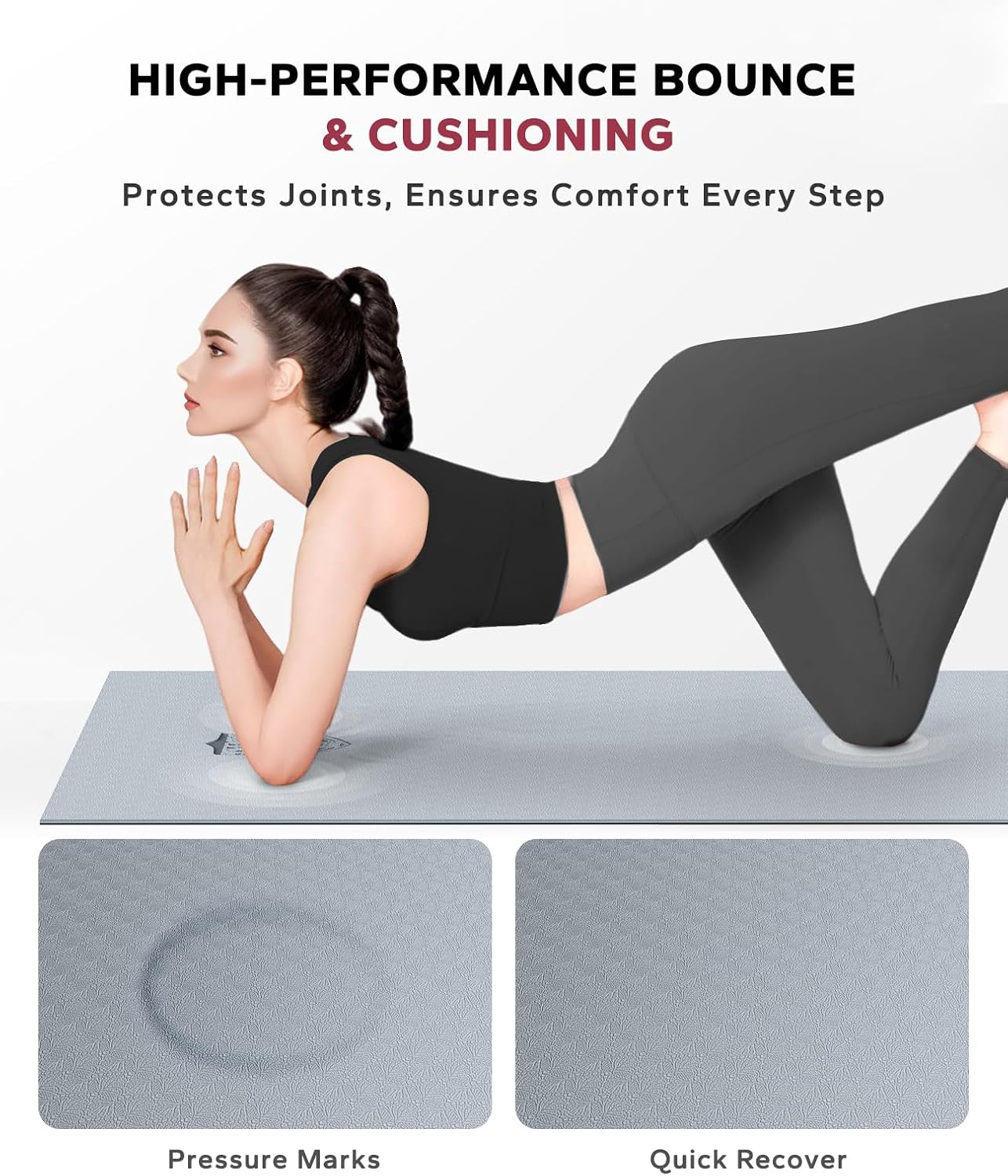 HAPBEAR Large Yoga Mat - 72"x36" Extra Wide Exercise Mat - 1/4" Thick Dual Color PVC | Anti-Slip Surface & High Cushioning - Ideal for Yoga, Pilates & Home Workouts - Bonus Mesh Bag - Image 6