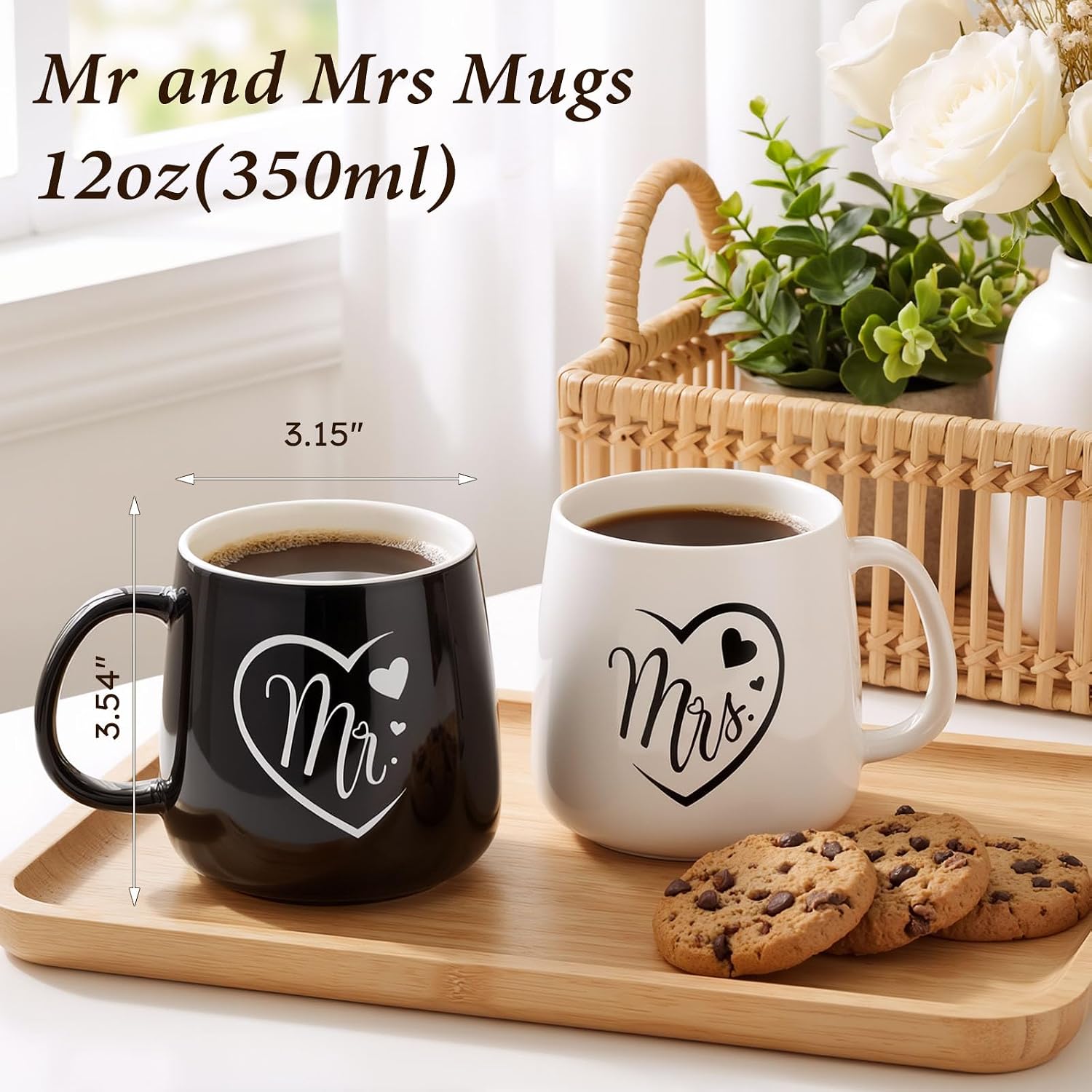 TUZELIYA Wedding Gifts for Couples, Bridal Shower Gift for Bride To Be, Engagement Gifts for Newlyweds, His and Hers Mr and Mrs Anniversary Set with Aprons, Coffee Mugs and 100% Cotton Towels - Image 3