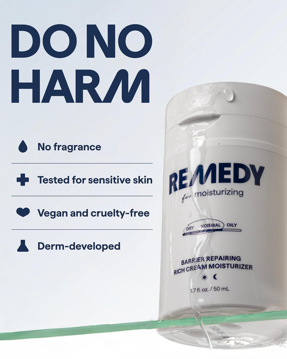 REMEDY Rich Barrier Repairing Cream Face Moisturizer for Dry Sensitive Skin | Quadruple Ceramide Complex, Peptides and Squalane, Eczema Certified, Fragrance Free, By Dermatologist Dr. Shah, 1.7 fl oz - Image 8