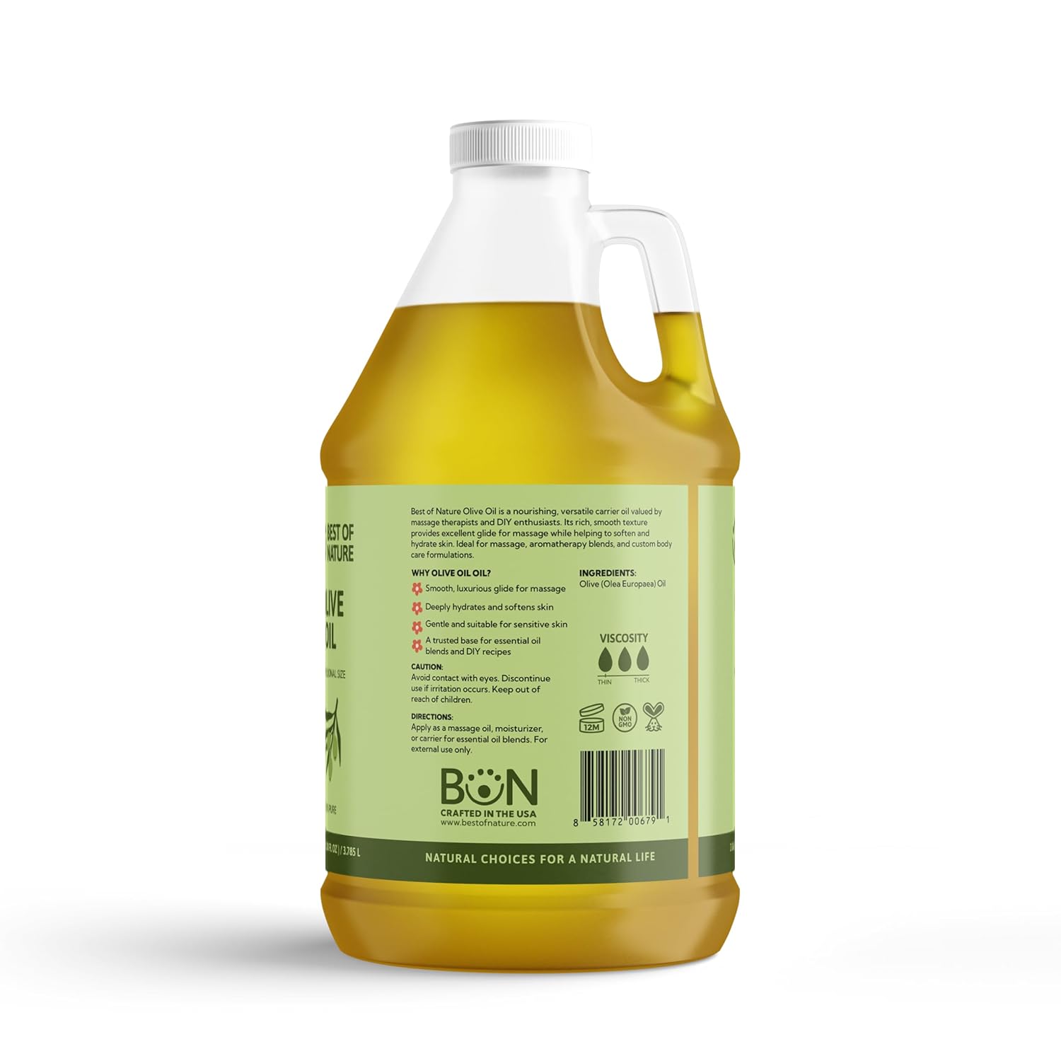 Best of Nature 100% Pure Olive Massage & Body Oil – Cold Pressed, Natural & Unscented Moisturizer for Skin, Hair & Bath, 1 Gallon (128 fl oz) - Image 2