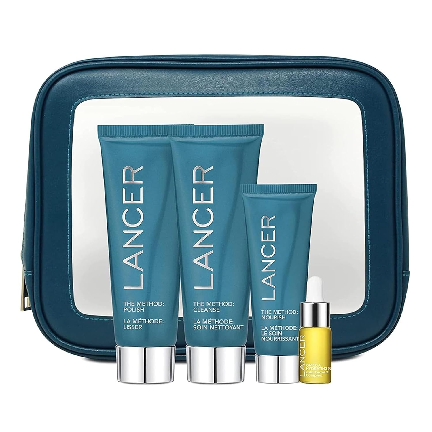 Lancer Skincare Intro Kit | Face Scrub, Cleanser, Moisturizer & Omega Oil | The Method Skincare Set | Face Polish, Face Cleanser, Anti Aging Moisturizer & Facial Oil | For Normal or Combination Skin