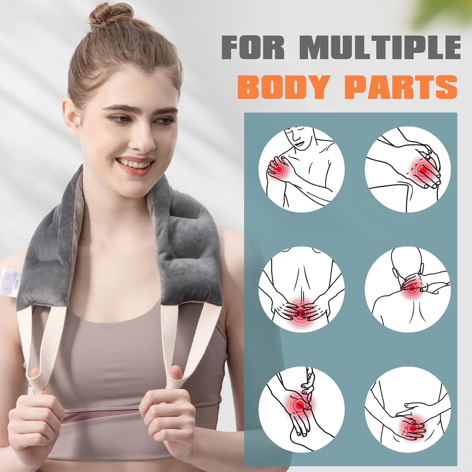 Heating Pad for Neck Shoulders and Back Microwavable Wrap Weighted Neck Warmer 32x5in Microwave Heat Wrap Rice Beanbag Lavender Scented 1.5Pounds - Image 6