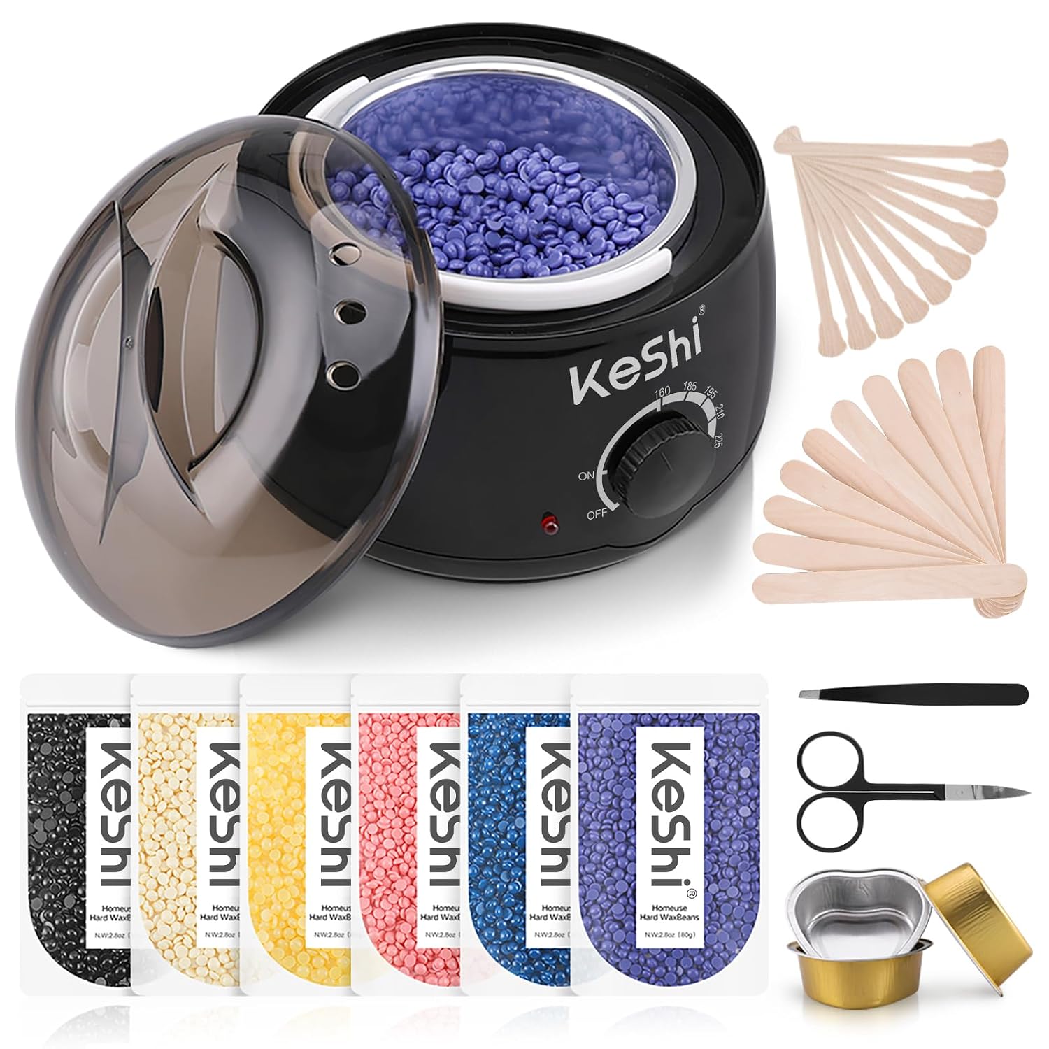KeShi Waxing Kit, Painless Hair Removal Wax Warmer with 6 Bags Hard Wax Beans for Full Body, Legs, Face, Eyebrows & Bikini— Ideal for Both Women & Men - Image 8