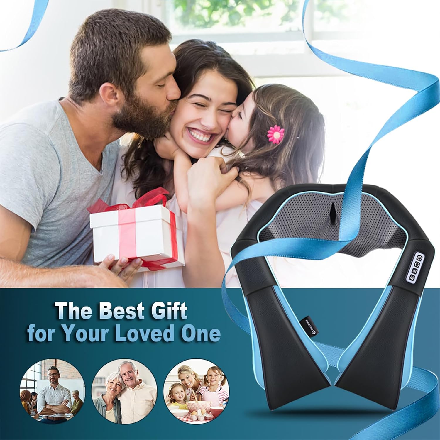 Mo Cuishle Shiatsu Back Shoulder and Neck Massager with Heat, Electric Deep Tissue 4D Kneading Massage, Best Gifts for Women Men Mom Dad, Fathers Day, Mothers Day, Christmas Gifts - Image 7