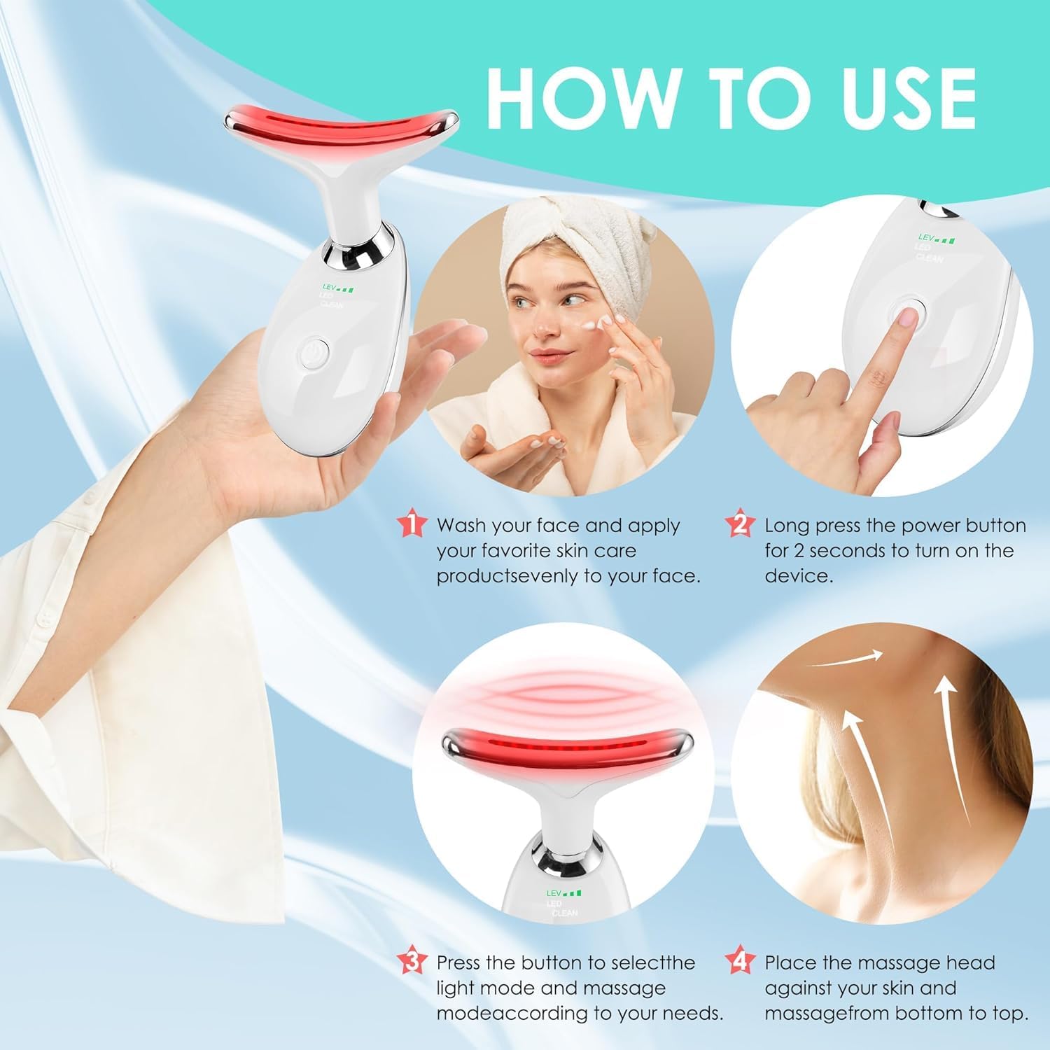 Facial Massager Face and Neck, Face 𝖲 culpting Wand Tool with 7 Color - Birthday, Christmas, Mothers Day, Valentines Day Gifts for Her Women Mom Best Friend Wife Teacher (White) - Image 3