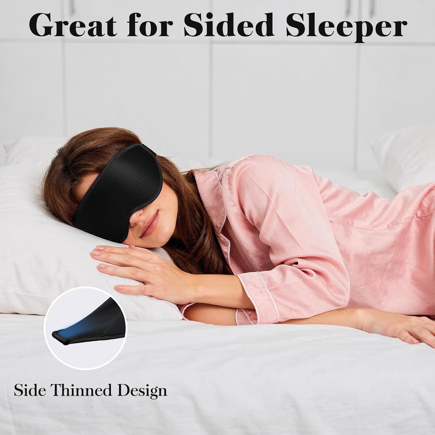 3D Eye Mask Sleep Mask for Men & Women, Black | 100% Pressure-Free & Light Block-Out Eye Mask for Sleep with Easy Adjustable Strap, Night Eye Cover for Travel - Image 6