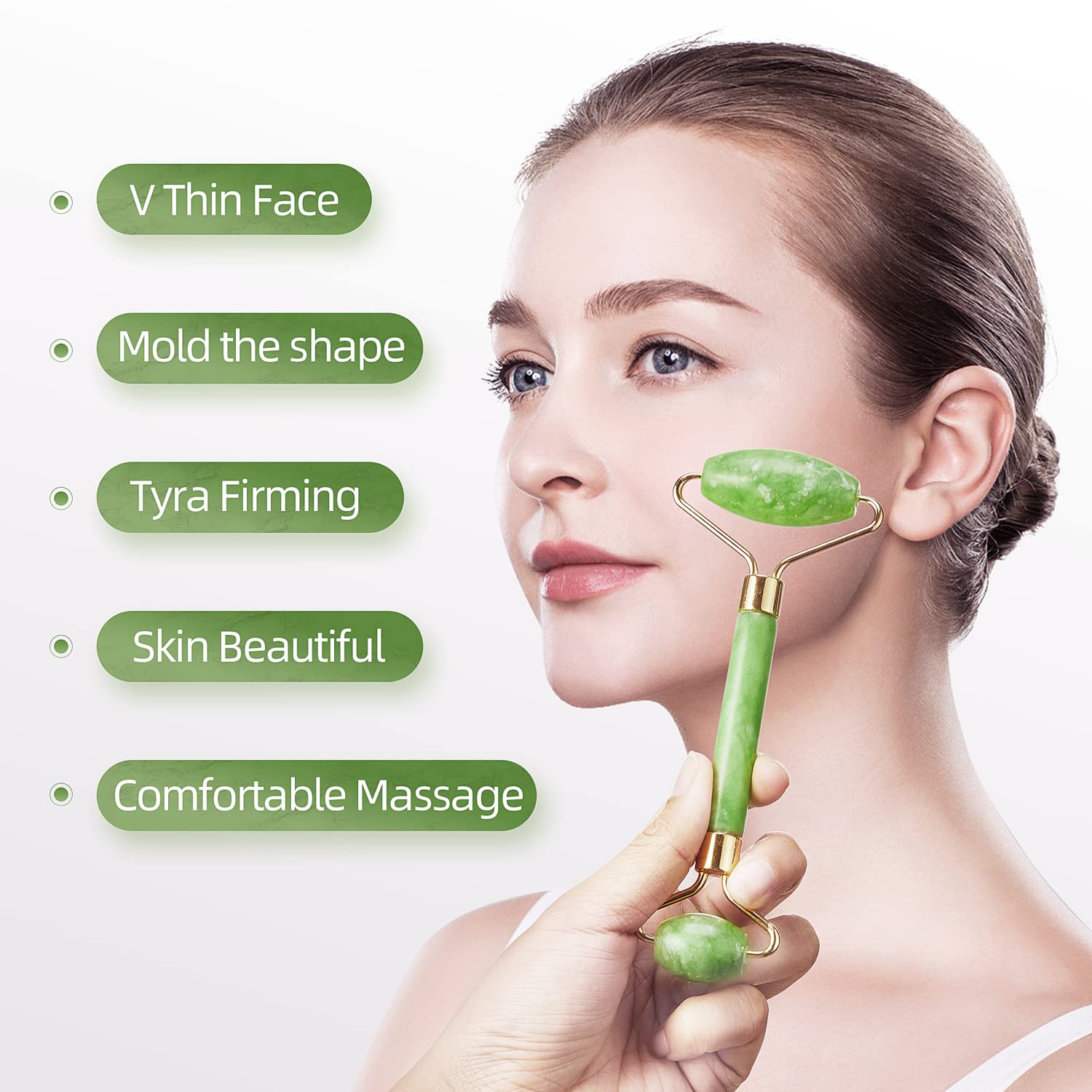 AECW Natural Jade Roller for Face Eyes Tool Jade Facial Roller Noiseless Facial Massage Roller - Image 3