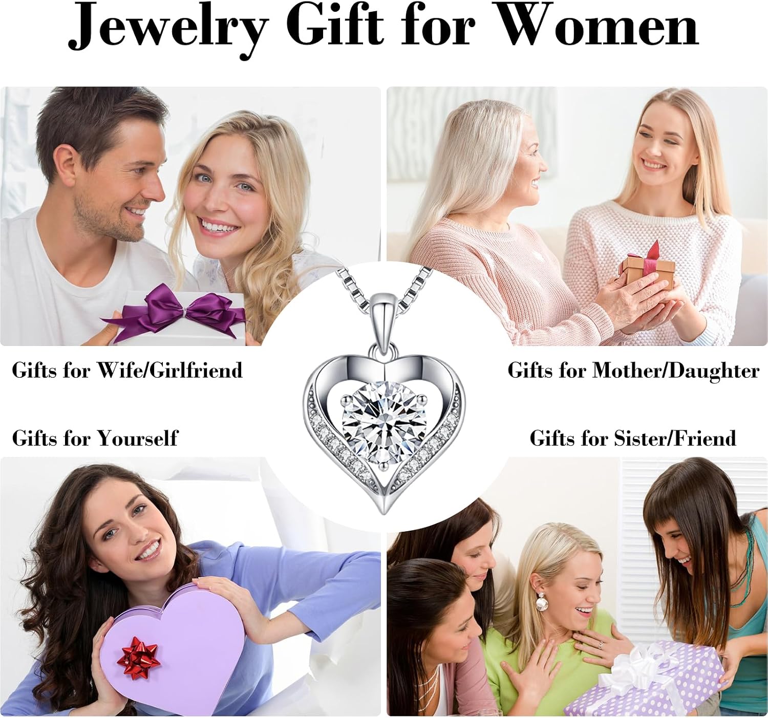 DALOJOE Moissanite Heart Necklace for Women, 925 Sterling Silver Necklace | 1-3 CT Moissanite Necklace Engraved with "I LOVE YOU" – Anniversary or Birthday Jewelry Gift for Women, Wife or Girlfriend - Image 9