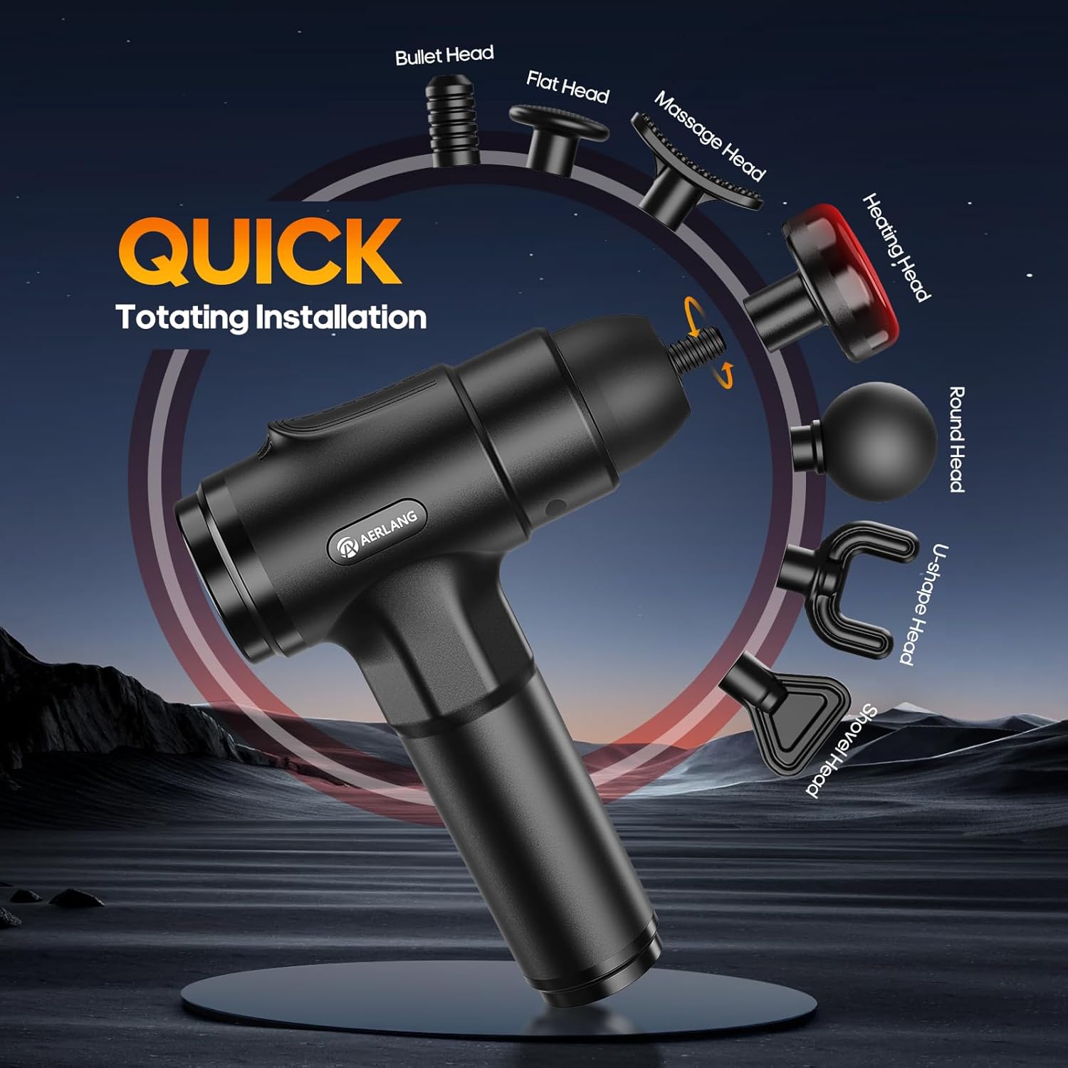 Massage Gun with Heat Massager Deep Tissue Muscle Massager Gifts for Men | Back Massager for Athletes for Pain Relief Percussion Handheld Massage Gun Birthday Gifts for Him 7Heads&Silent Carrying case - Image 4